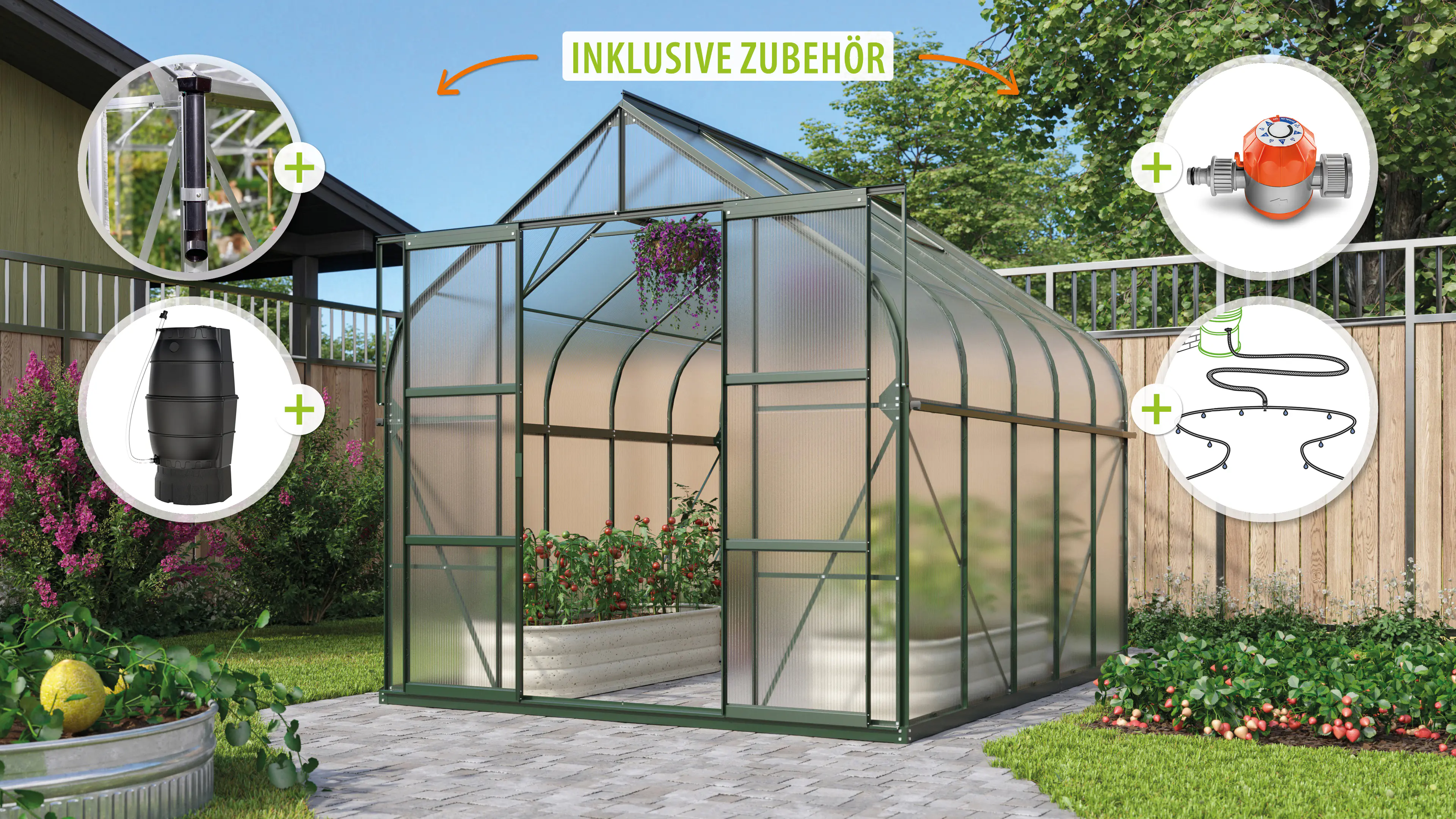 Vitavia Gewächshaus-Set Dione 8300 HKP 4 mm smaragd 254 x 316 cm 