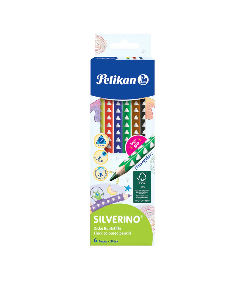 Pelikan Buntstifte Silverino 6er Set dreieckig dick
