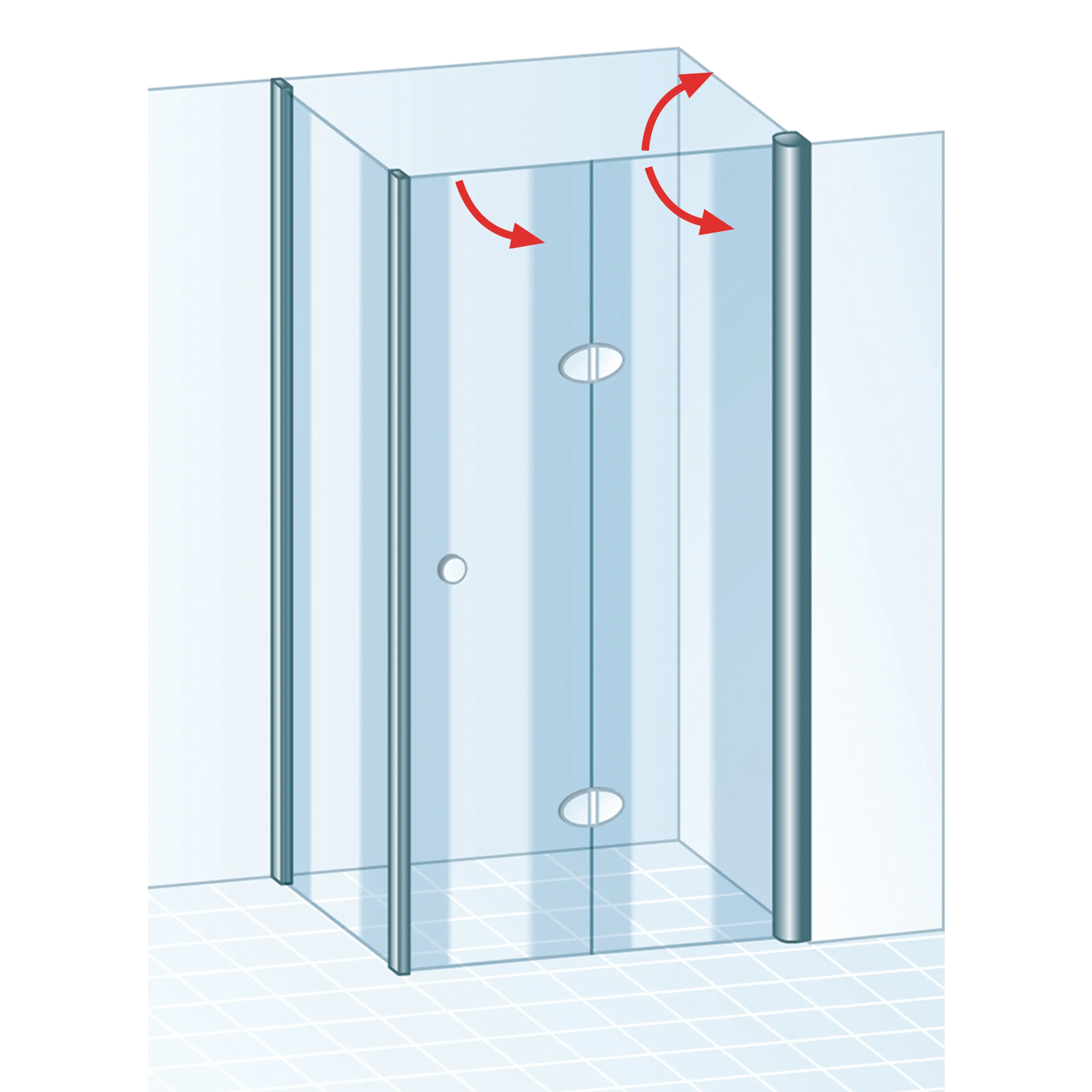 Schulte Drehfalttür und Seitenwand links 90 x 90 x 200 cm Garant 2.0  Chromoptik Türanschlag rechts