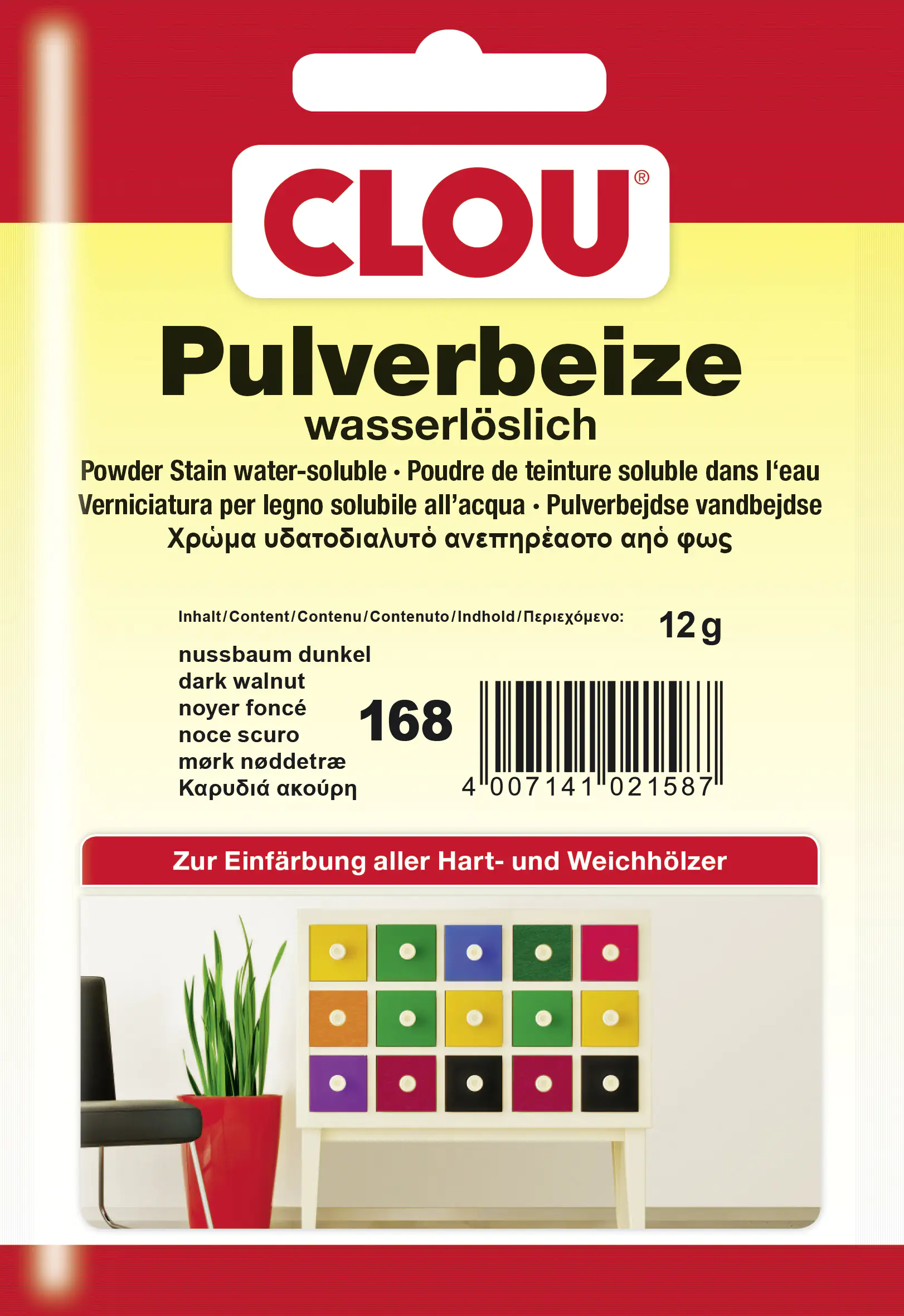Clou Pulverbeize 12 g nussbaum dunkel