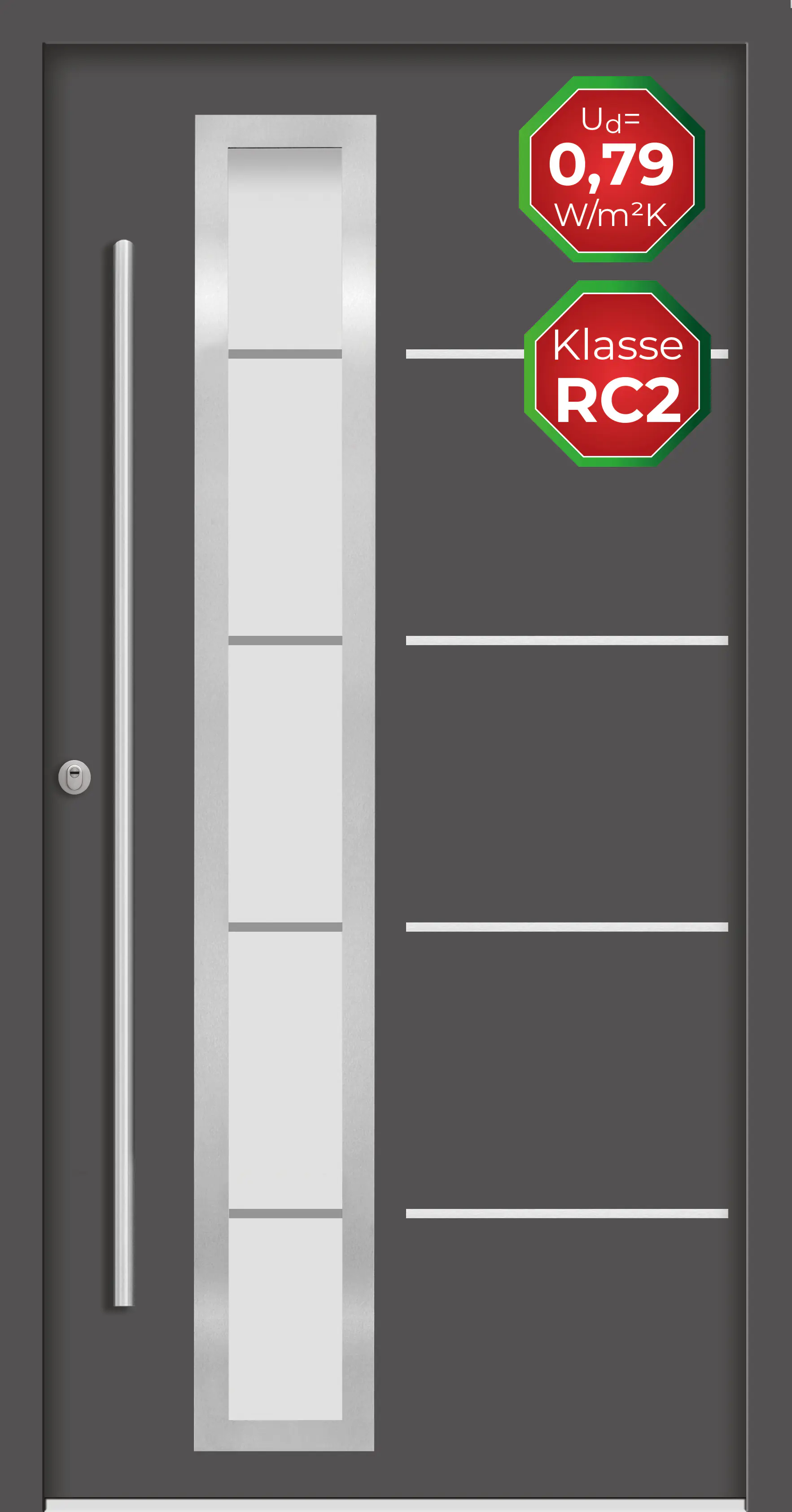 Splendoor Haustür Passivedoor Premium B06 RC2 Anthrazit DIN Links 100 x 210 cm