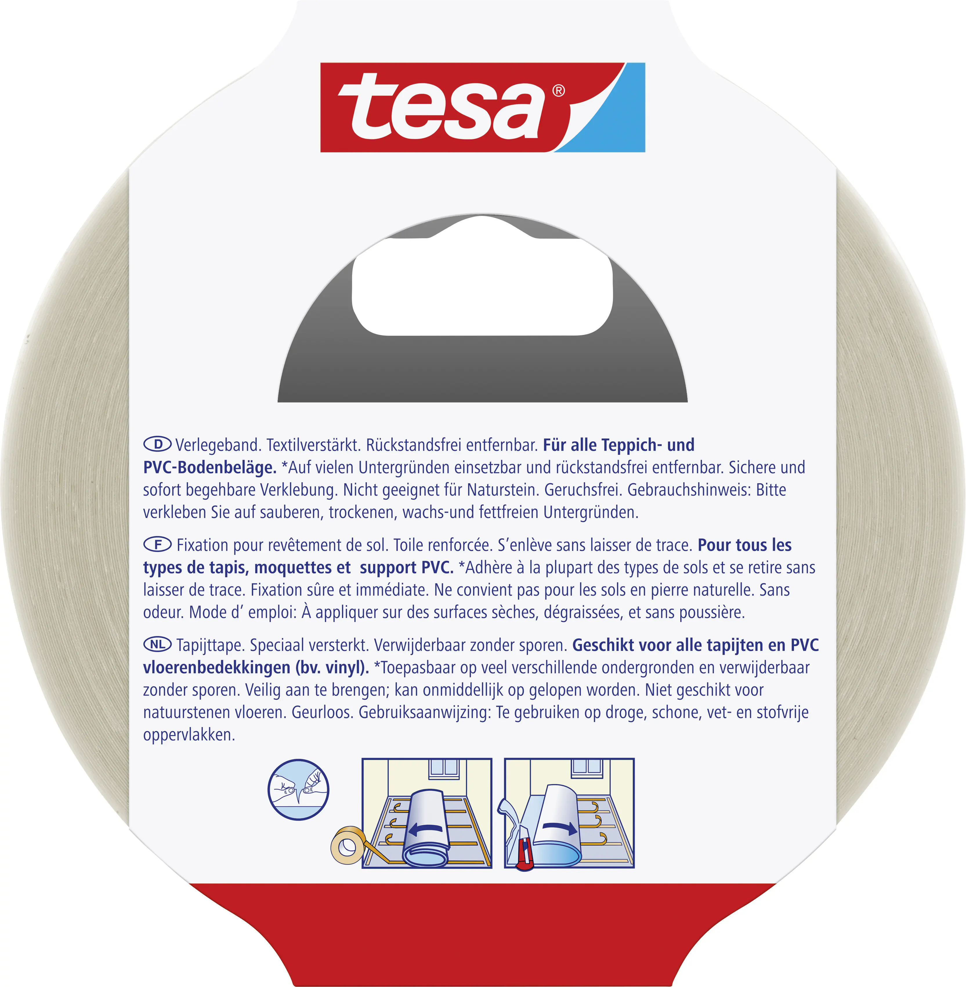 tesa Verlegeband 25 m x 50 mm, gewebeverstärkt, rückstandsfrei entfernbar
