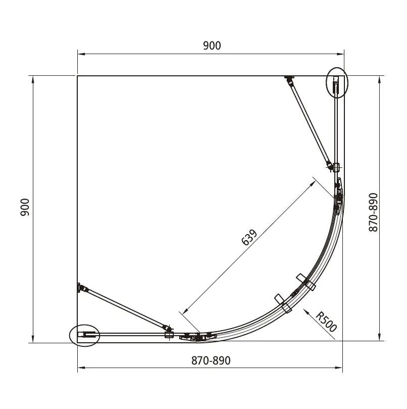 Primaster Runddusche Easy-8 Drehtür 90 x 90 cm Klarglas chrom