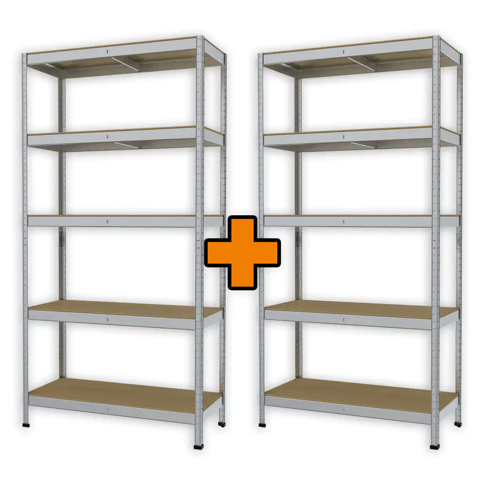 Schwerlastregal 180 x 90 x 40 cm 2er Set je 5 Holzböden 875 kg