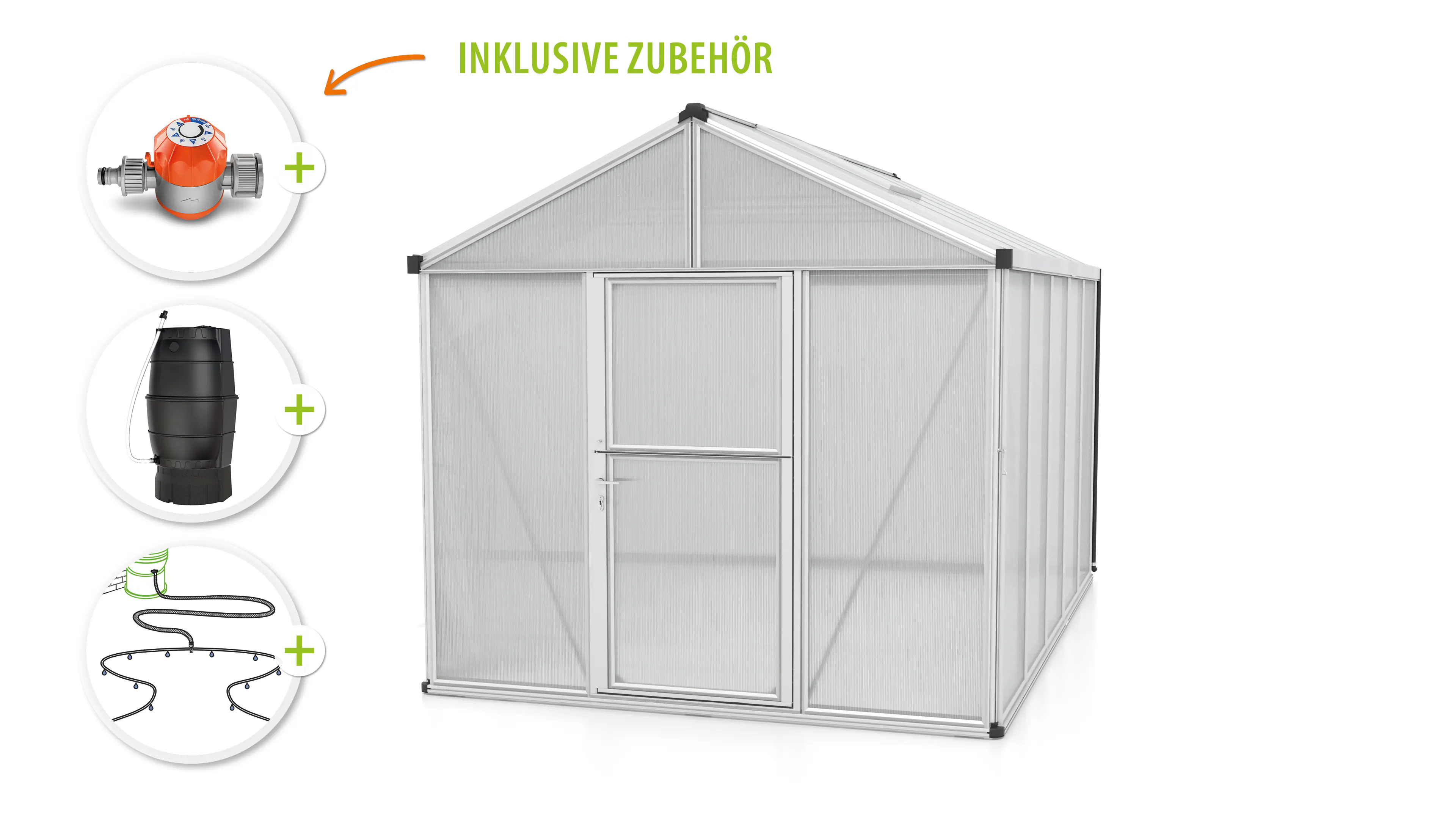 Vitavia Gewächshaus-Set Zeus 10000 HKP 10 mm alu 266 x 398 cm 