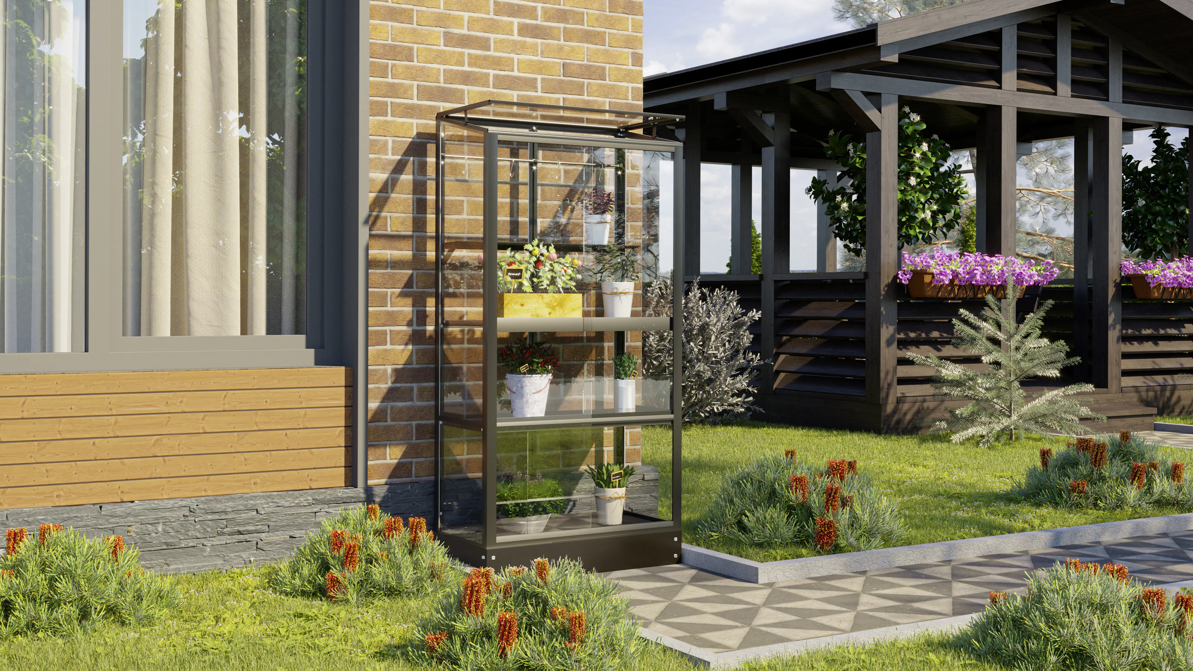 Vitavia Zusatzregal für Balkongewächshaus 79 x 40 cm schwarz