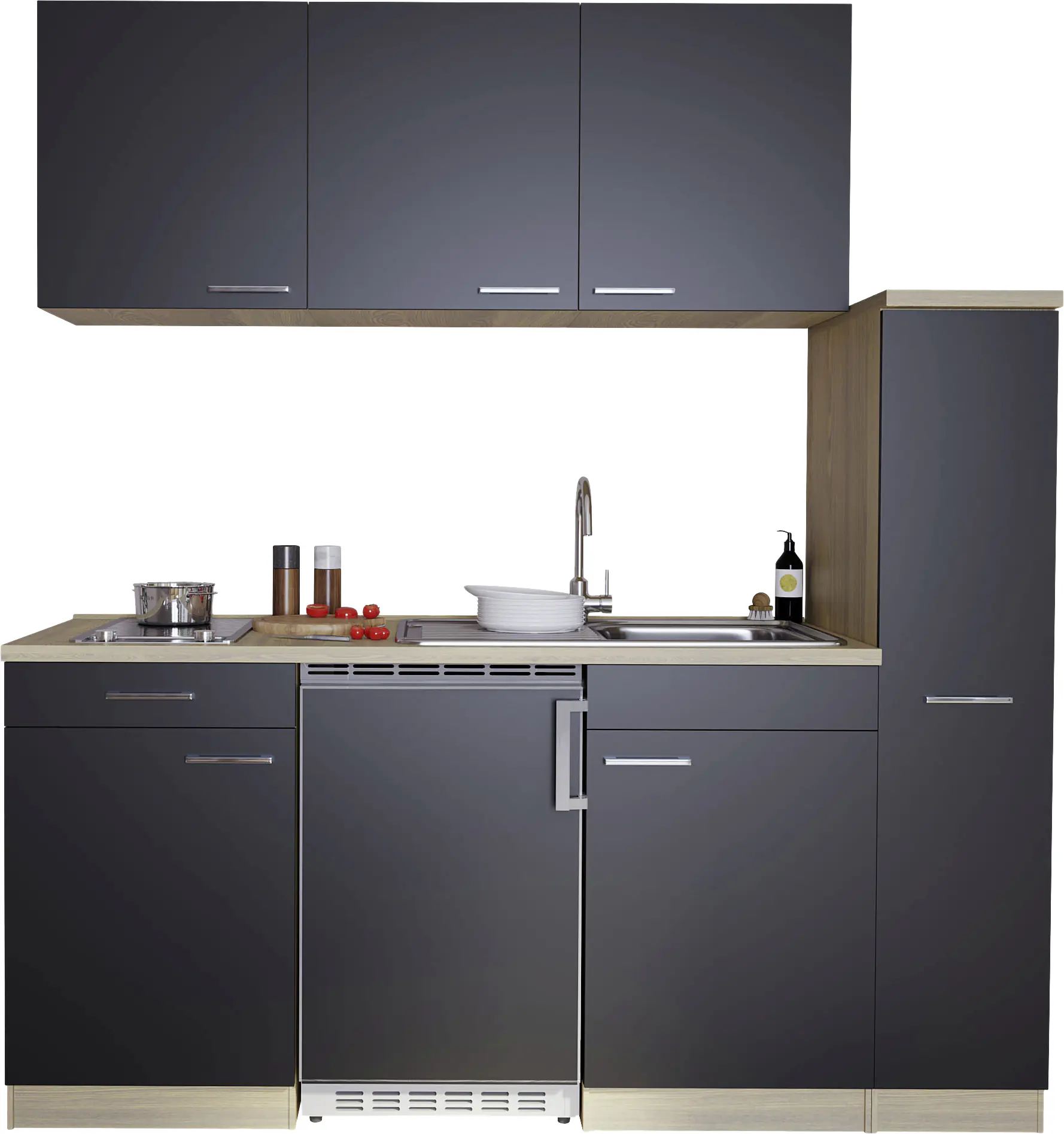 Respekta Economy Küchenzeile schwarz 180 cm KB180ESSC