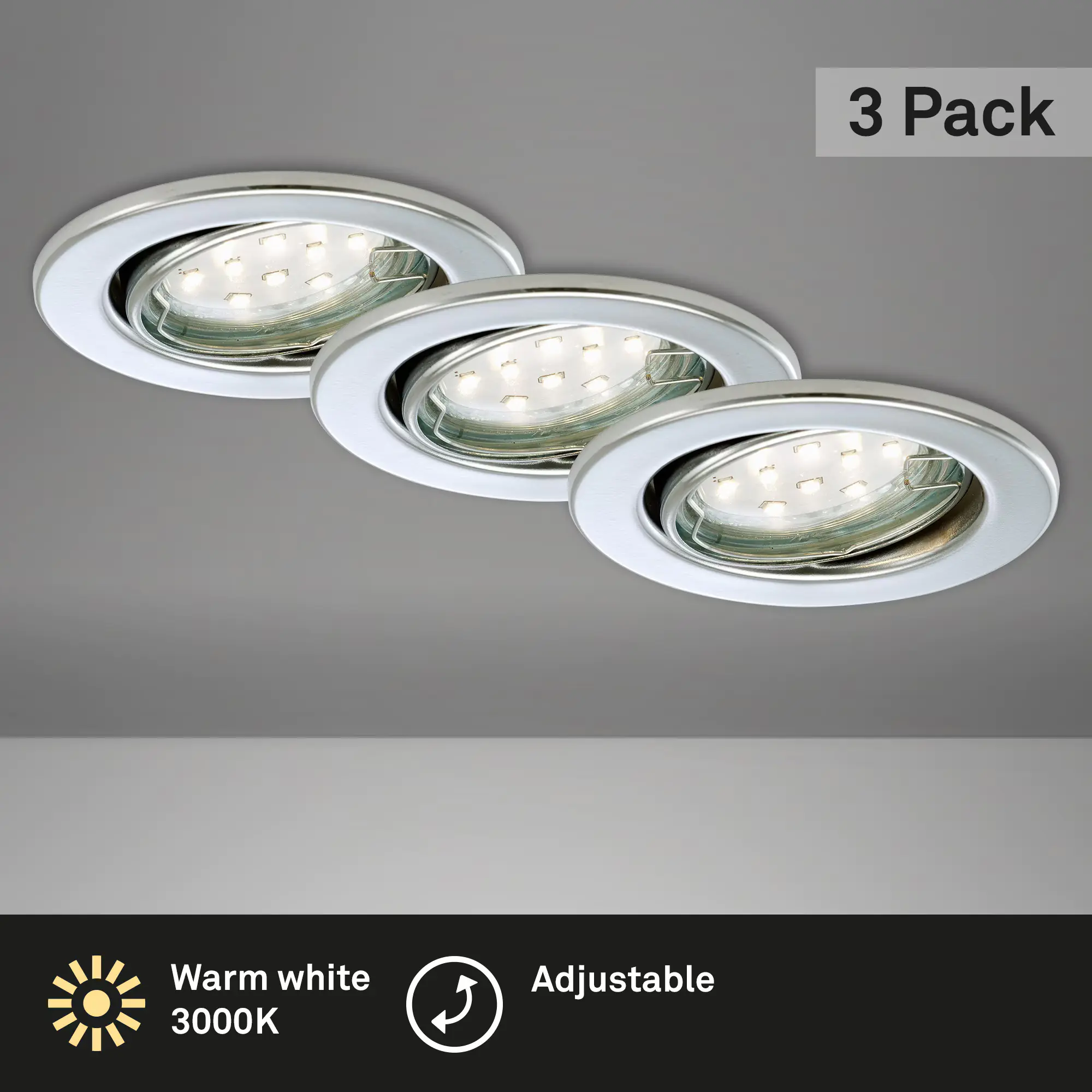 Briloner LED-Einbauleuchten GU10 Set 3 flg 3 x 3W, 250lm chrom