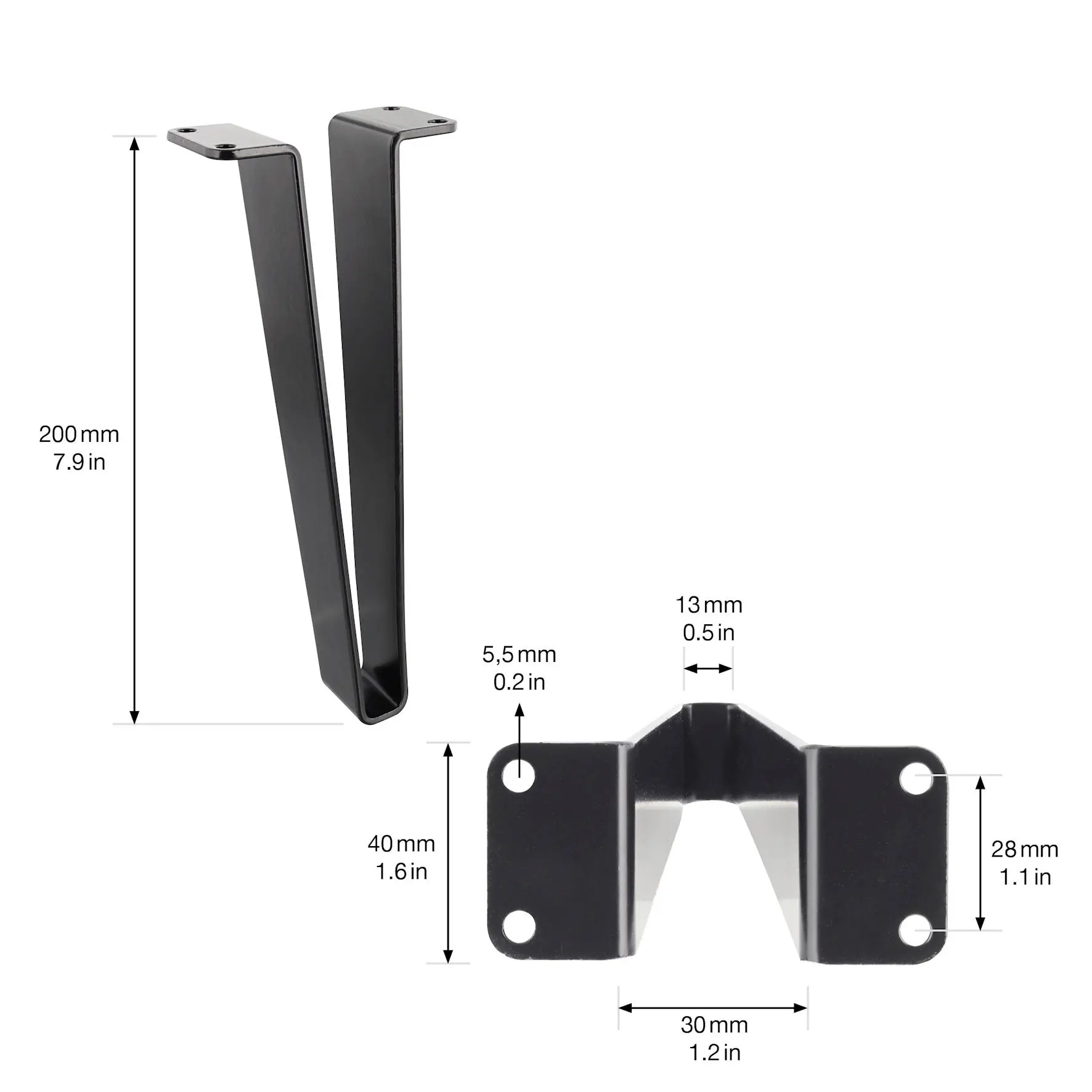 Wagner Möbelfuß ST 0620 Stahl 20 cm schwarz matt - 1 Stück