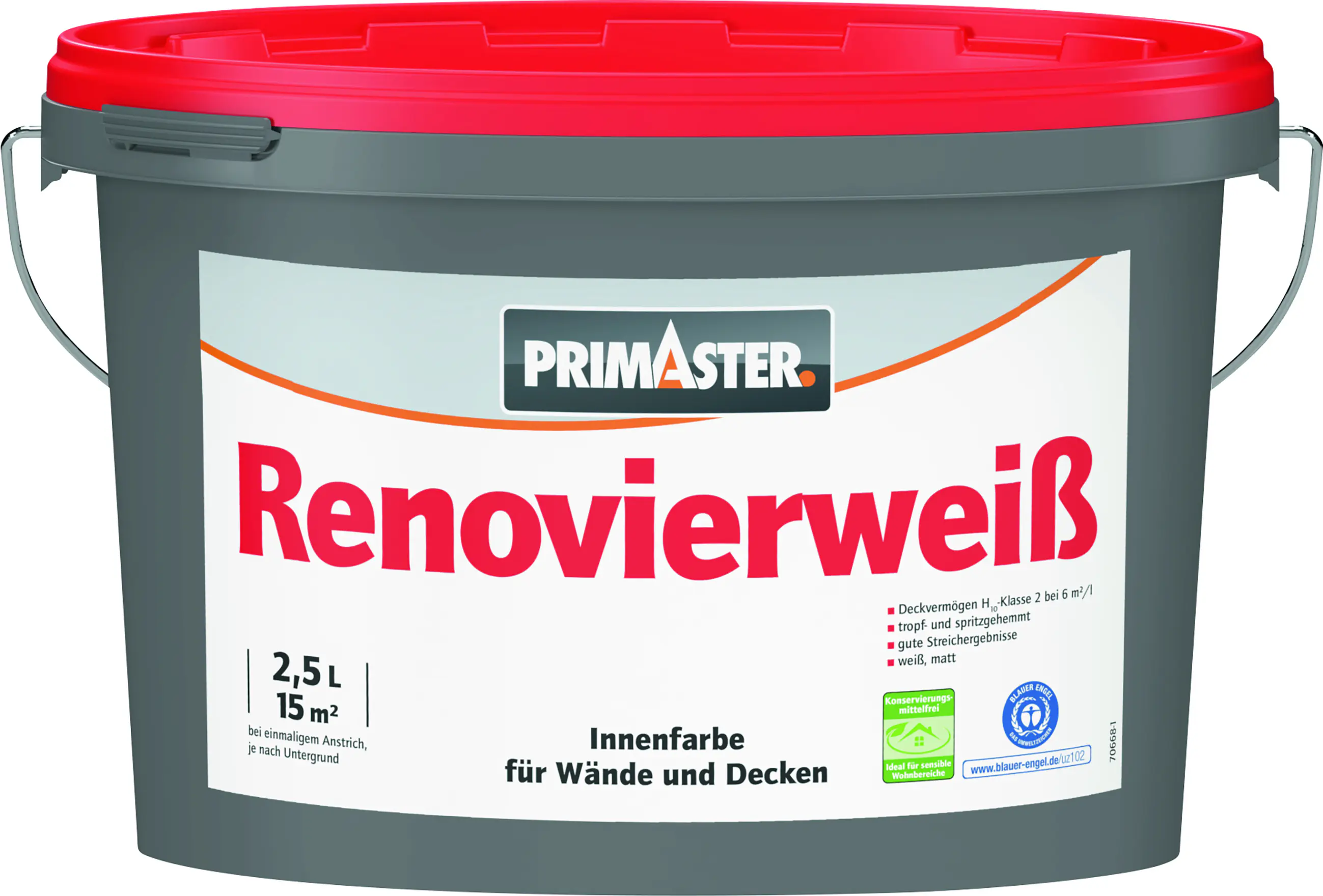Primaster Wandfarbe Renovierweiß weiß 2,5 L