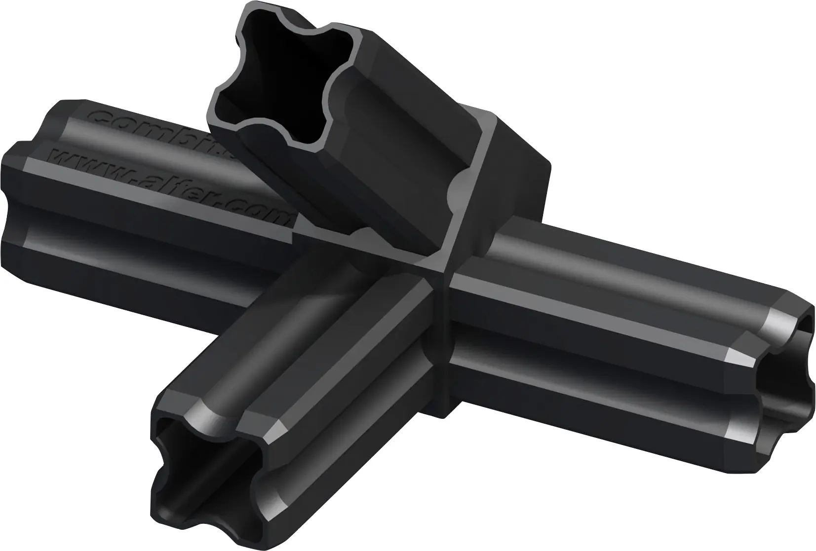 alfer Knoten-Verbinder 45º, 4 Zapfen 23.5 mm Kunststoff glatt schwarz