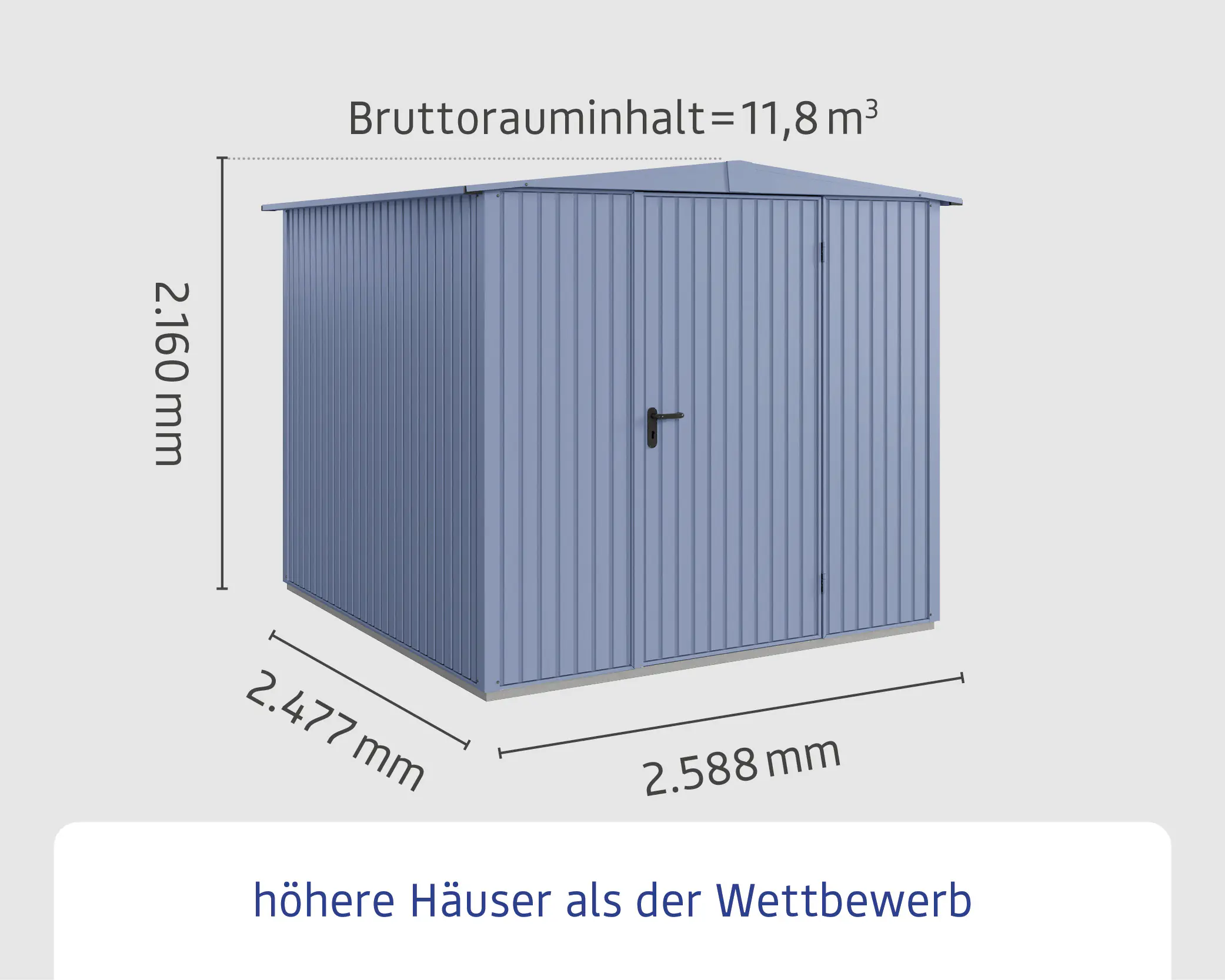 EcoStar Gerätehaus Trend-S Typ 2 258,8 x 247,7 x 216 cm taubenblau