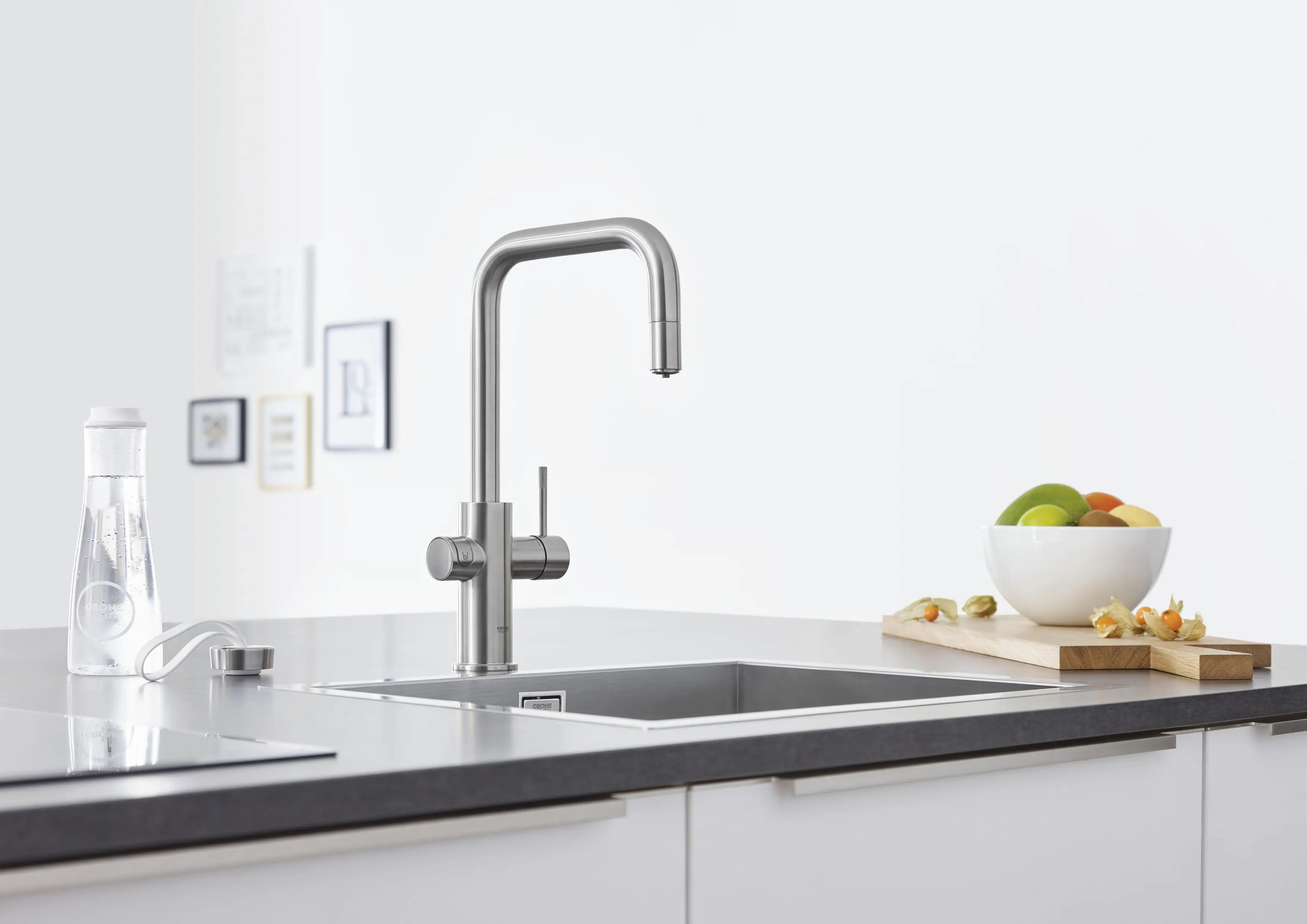 Grohe Blue Home U-Auslauf Starter Kit mit herausziehbarem Mousseurauslauf supersteel