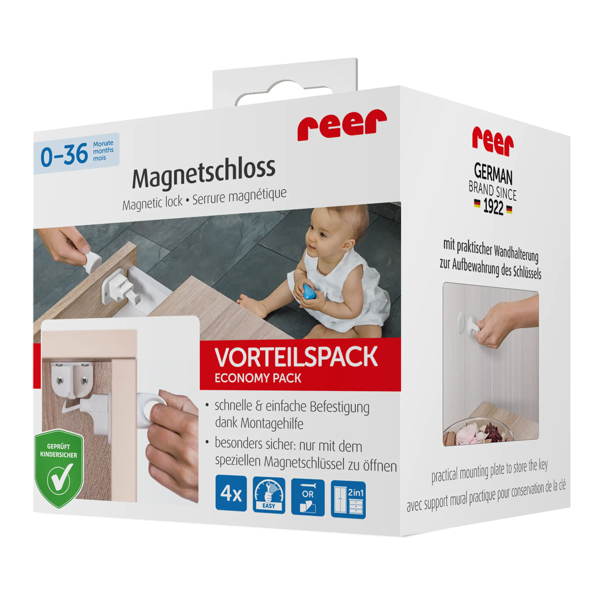 Reer Magnetschloss mit Montagehilfe 4 Stück