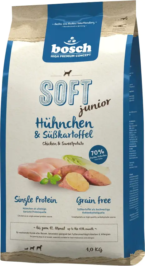 Bosch Hundetrockenfutter Junior Soft 1 kg Hühnchen & Süßkartoffel 