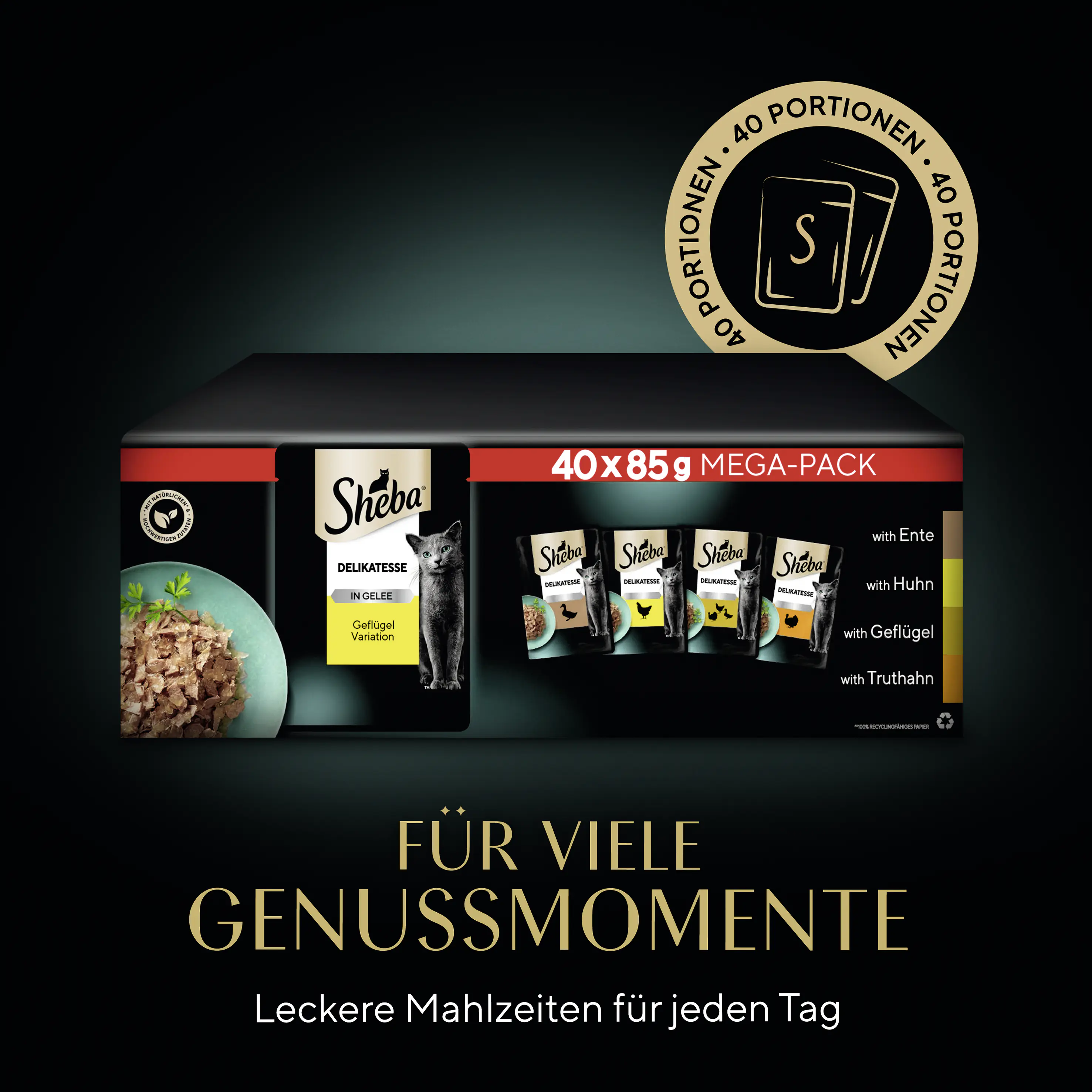Sheba Delikatesse Multipack Portionsbeutel Geflügel Variation in Gelee