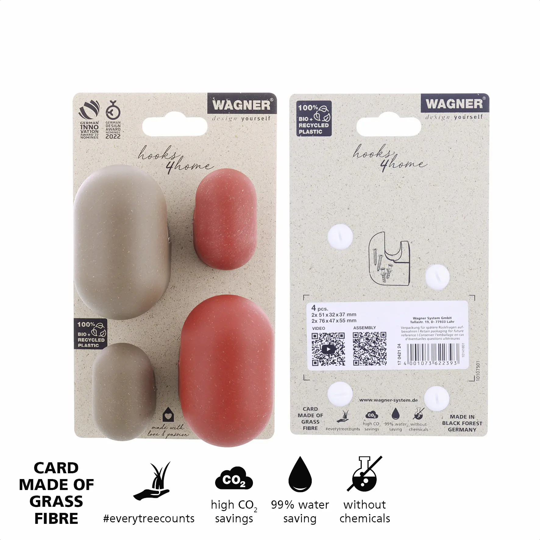 Wagner Wandhaken-Set hooks4home Pill Tragkraft bis 2 kg 4 Stück