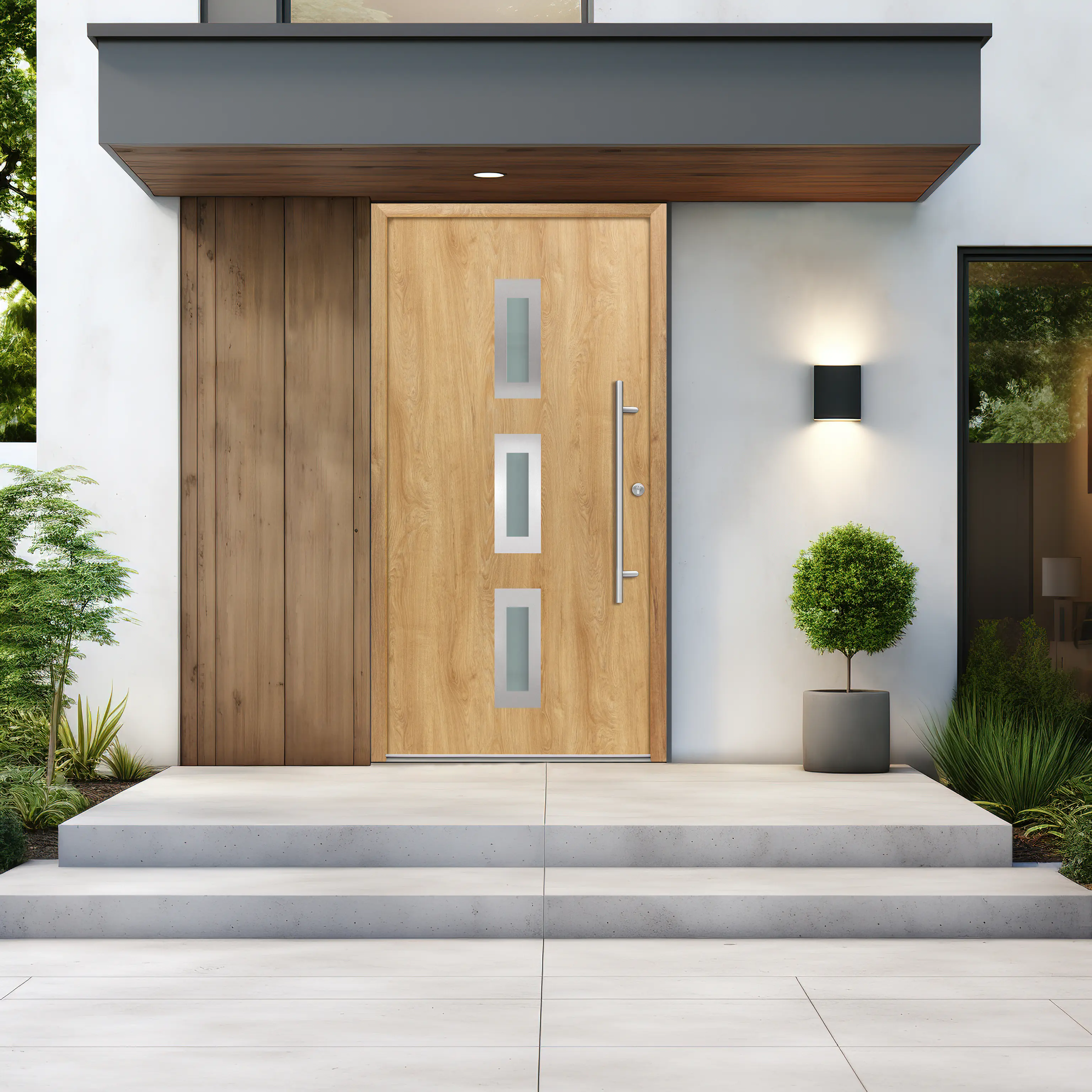 Splendoor Haustür Passivedoor Premium B02 Eiche Natur DIN Rechts 110 x 210 cm