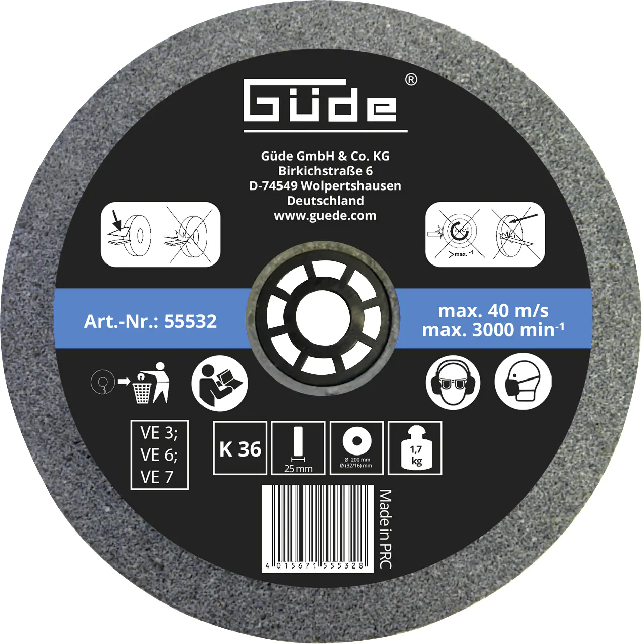 Güde Schleifscheibe K 36 200 x 25 x 32 mm
