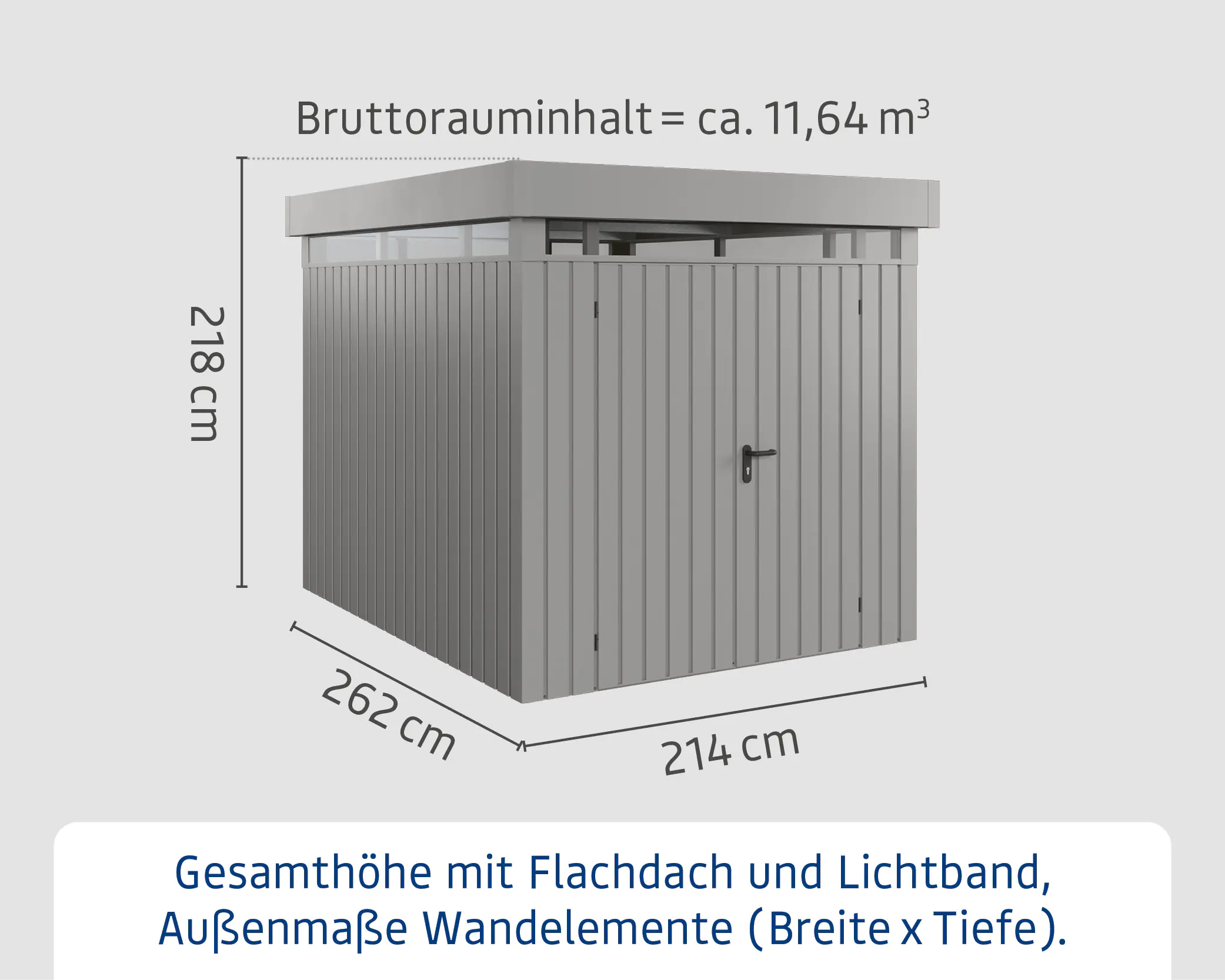 EcoStar Metallgerätehaus Euroline EFD6 LB graualuminium 214 x 262 cm 2-flg.