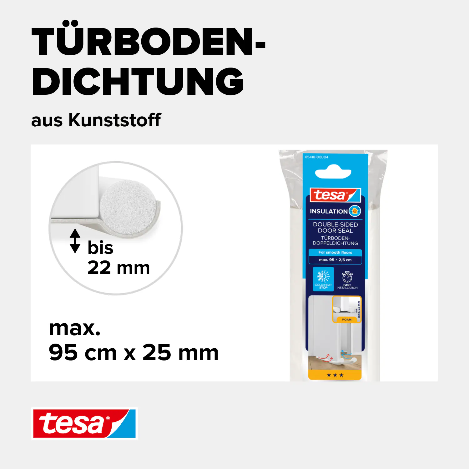 Tesa Insulation Türbodendoppeldichtung weiß, 95 cm x 25 mm