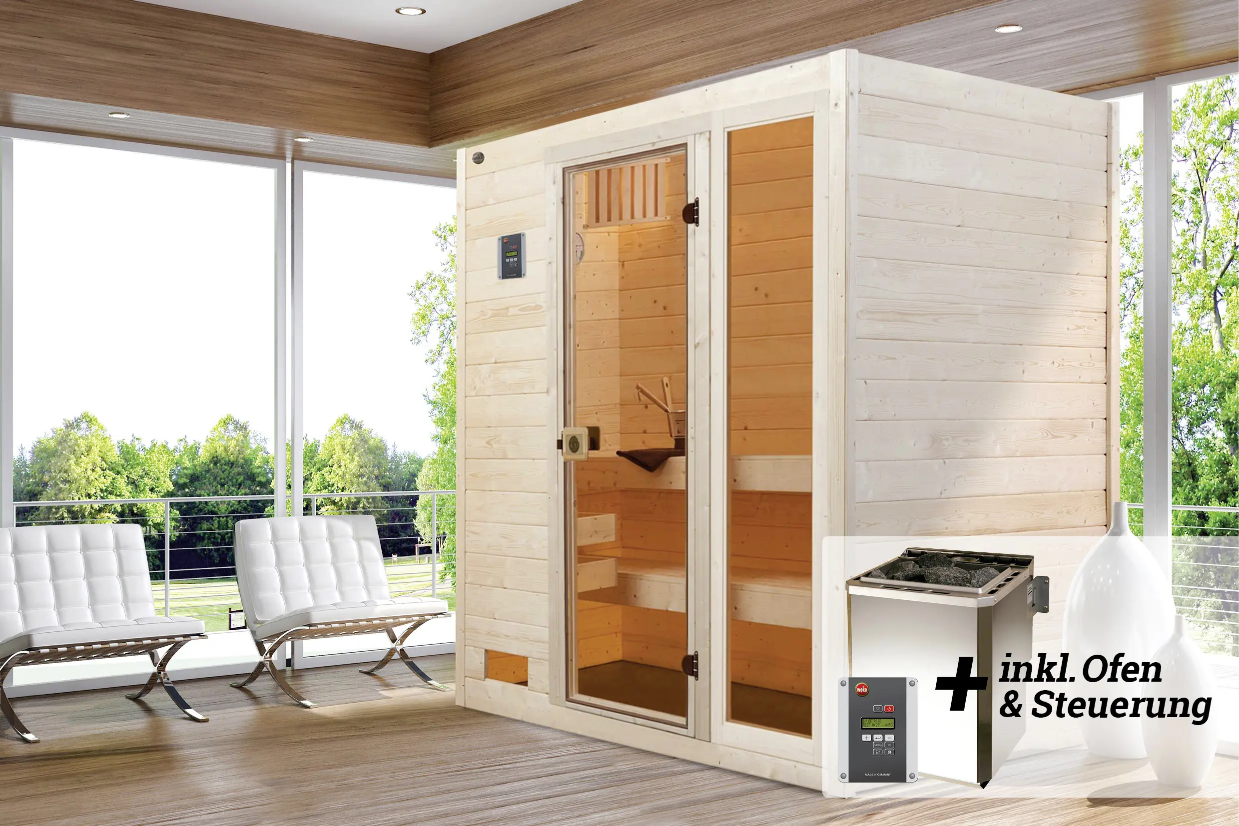 Weka Massivholz-Sauna Valida Gr. 2 Sparset 7,5 kW BioS