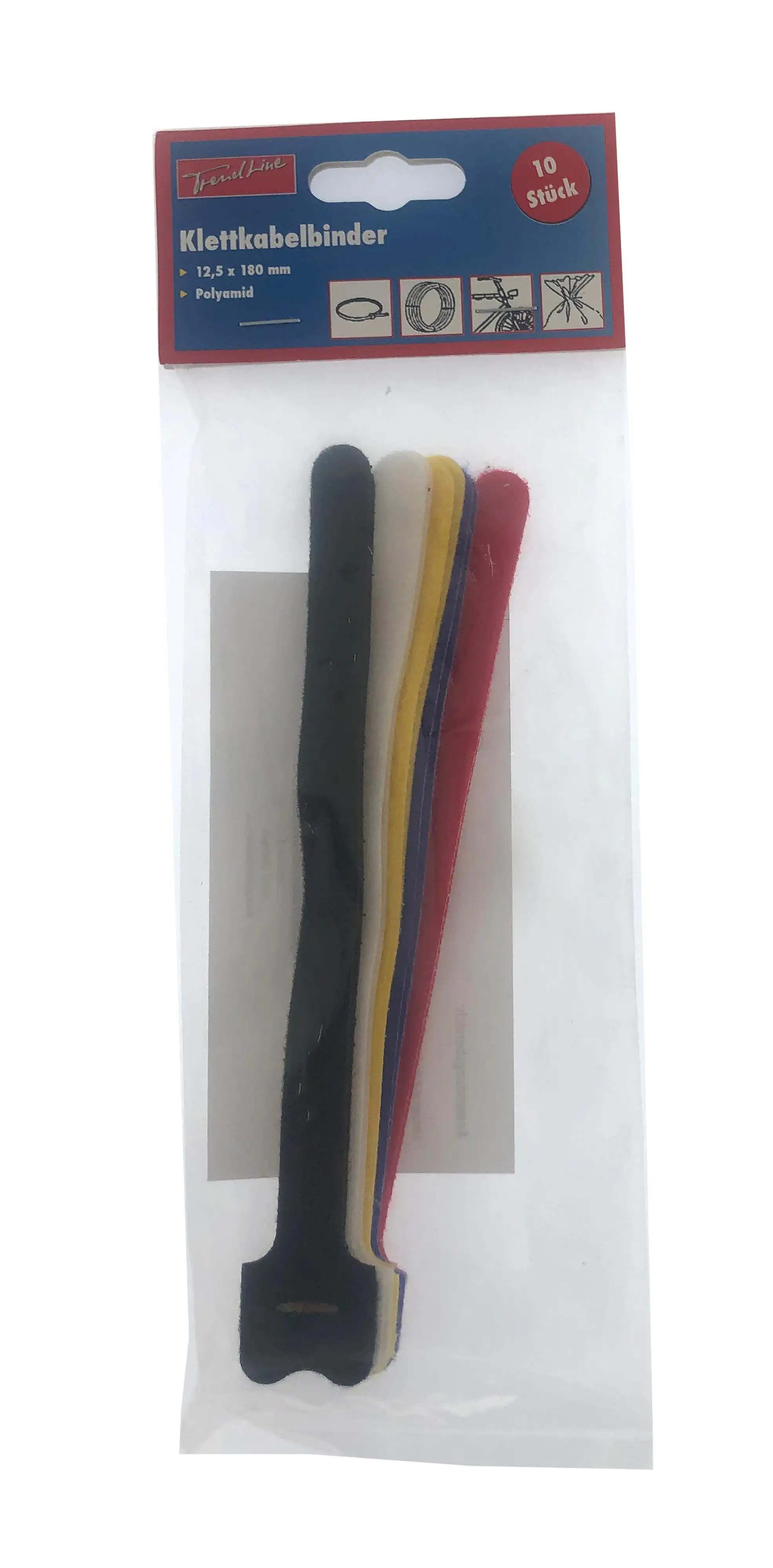 TrendLine Klett-Kabelbinder 12,5 x 180 mm, 10 Stück