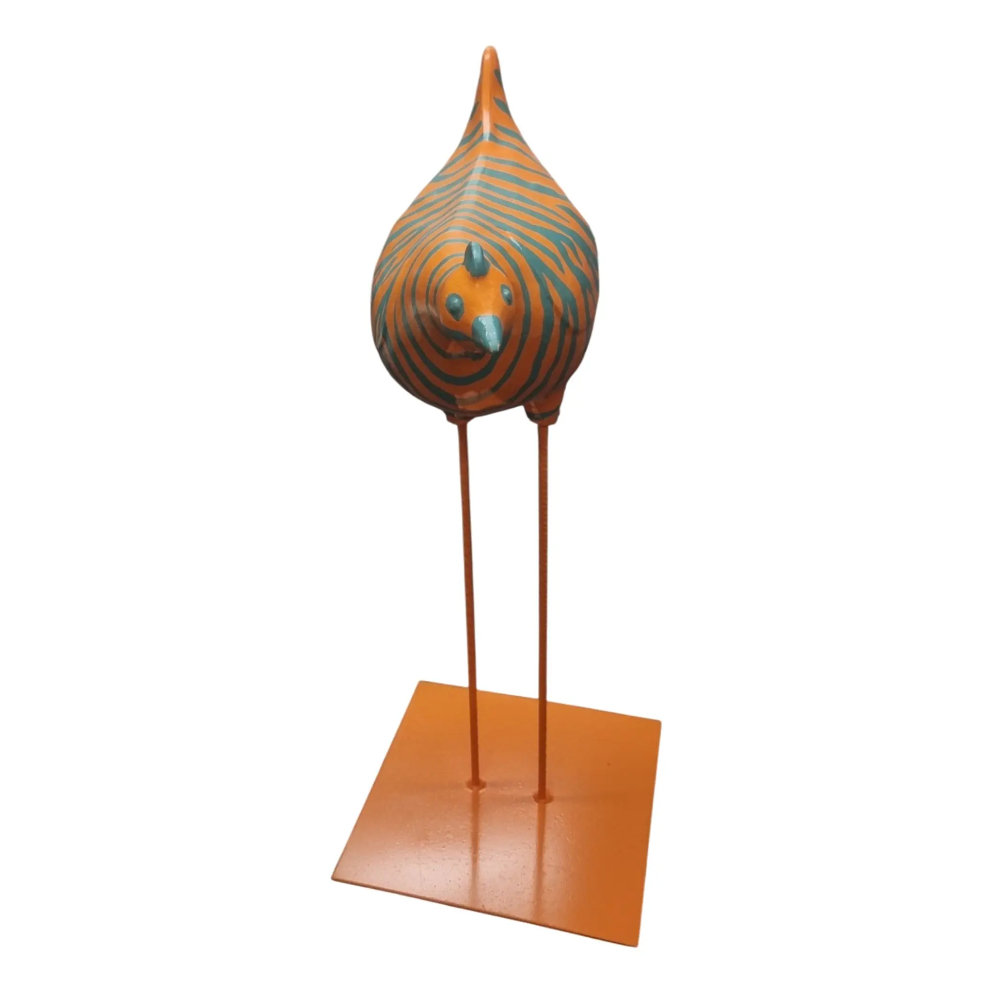 Dekofigur Huhn im Zebramotiv 72 x 45 cm orange/blau