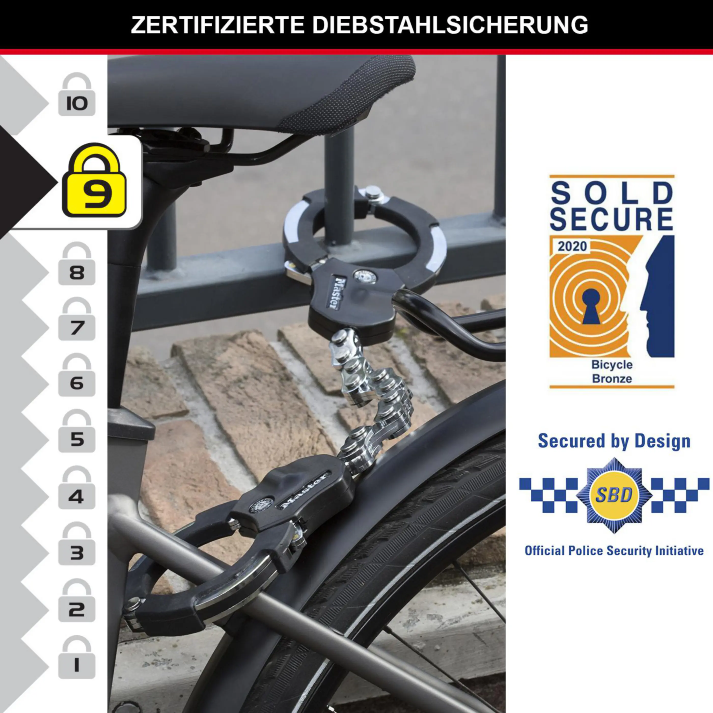 Fischer Fahrradschloss Handschellenschloss Street Cuff 55 cm x Ø 7,6 cm