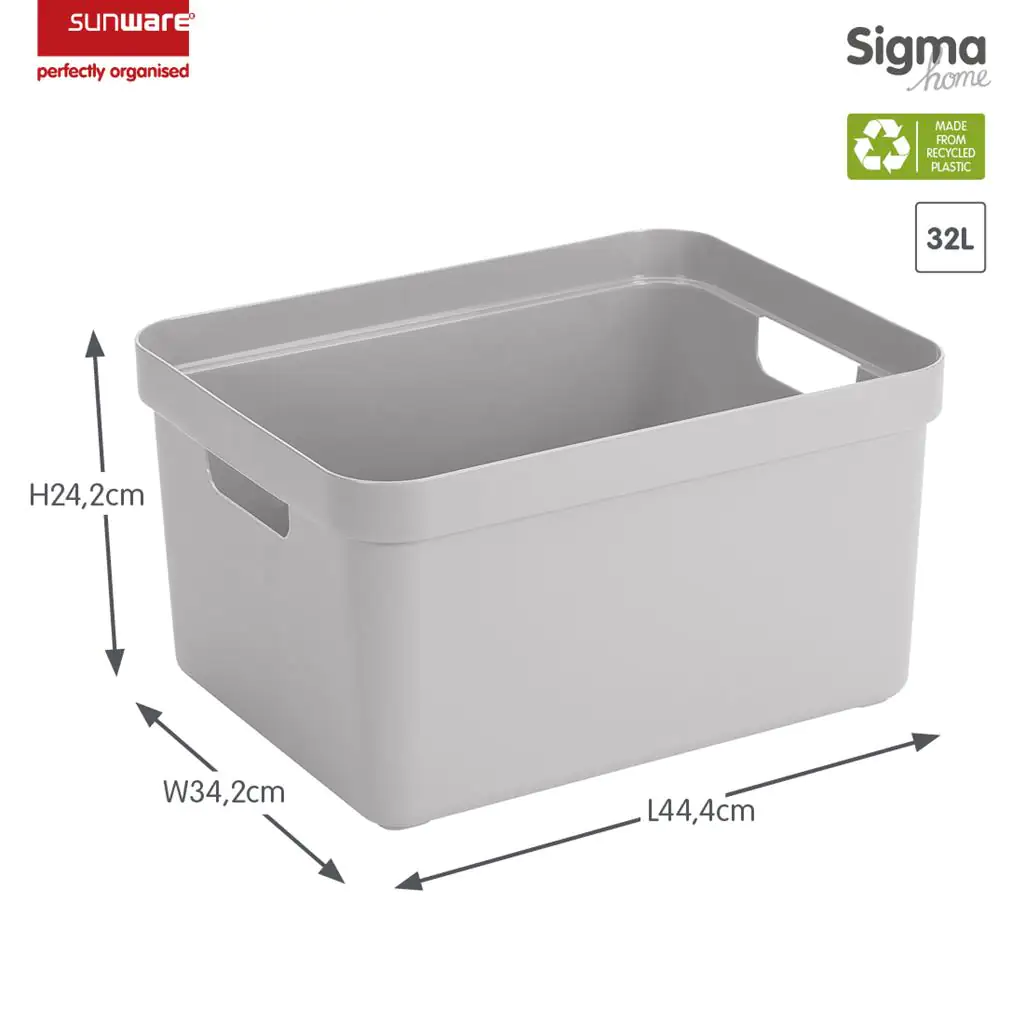 Sunware Aufbewahrungsbox Sigma Home mit Griffen 45,3 x 35,4 cm 32 L hellgrau