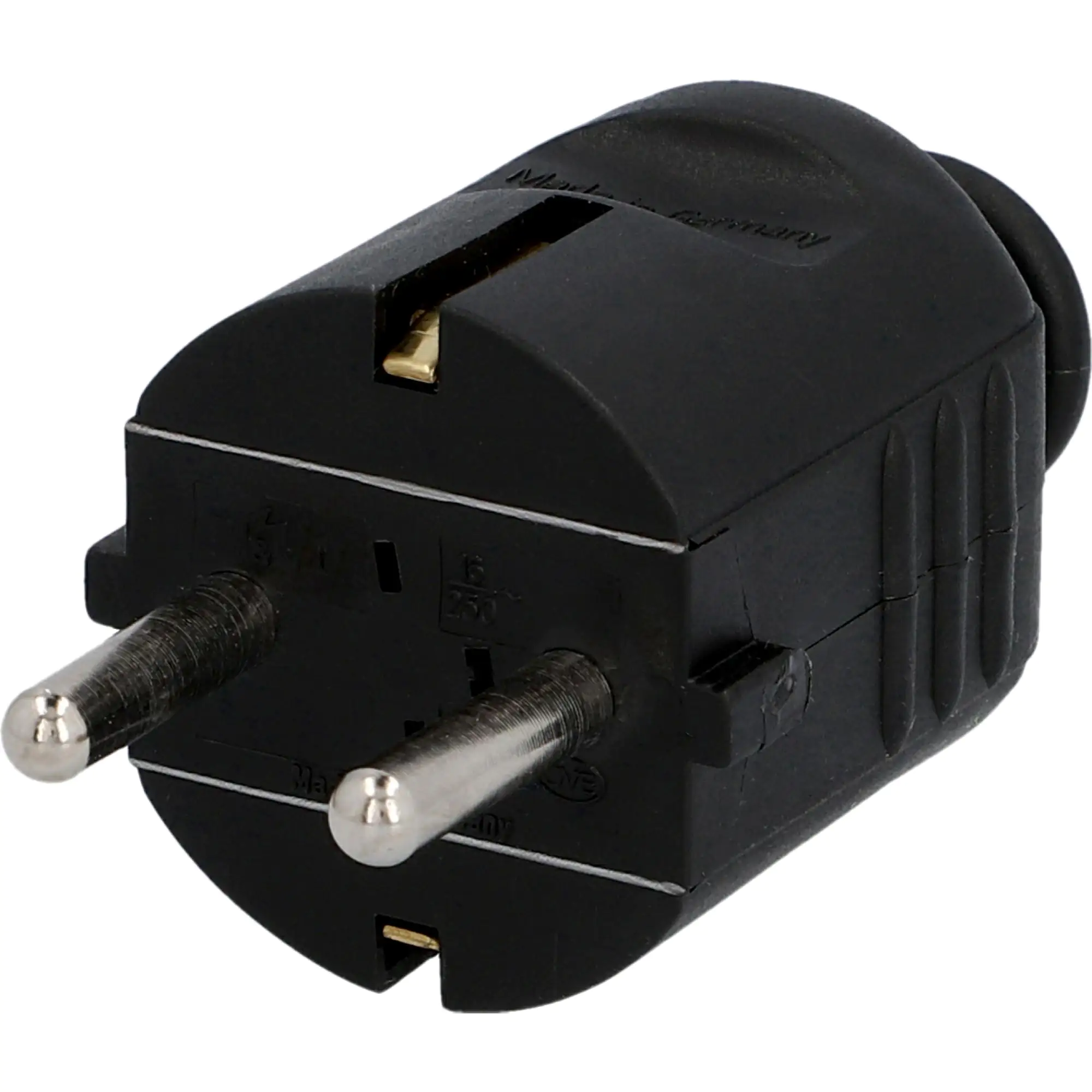 Schutzkontakt-Stecker mit Knickschutz, schwarz