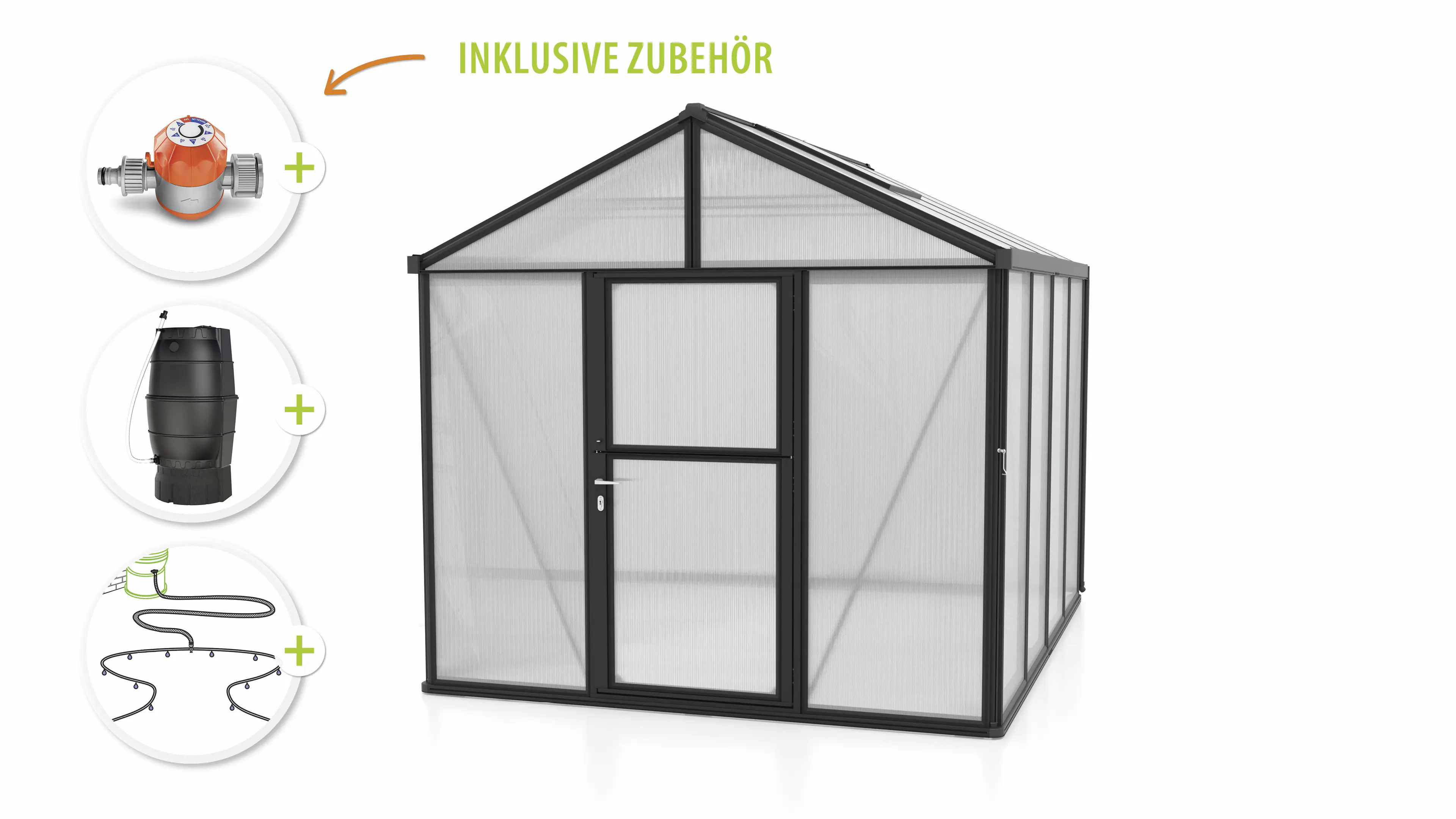 Vitavia Gewächshaus-Set Zeus 8100 HKP 16 mm schwarz 266 x 324 cm 