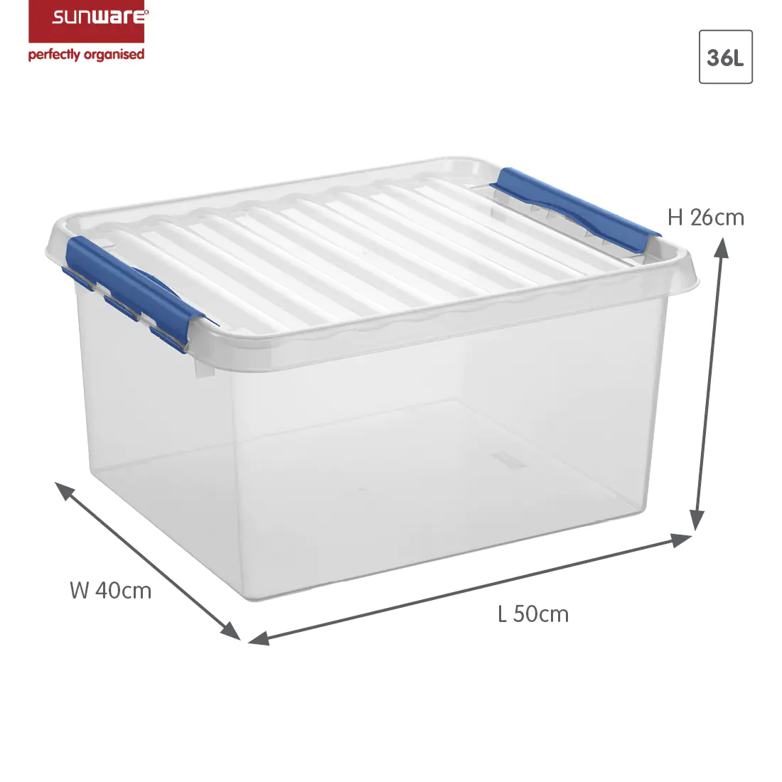 Sunware Aufbewahrungsbox Q-Line mit Deckel 50 x 40 cm 36 L transparent