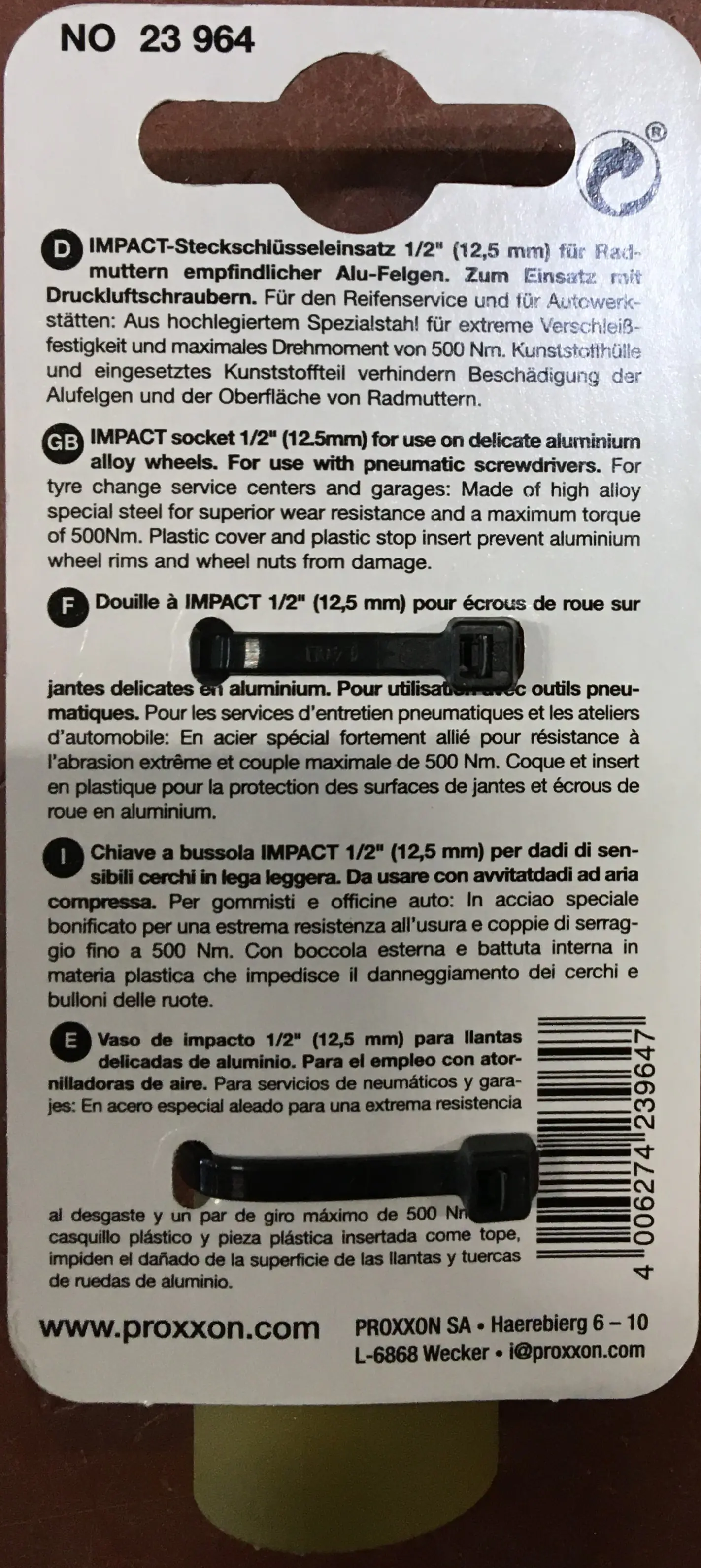 Proxxon IMPACT Steckschlüsseleinsatz 1/2" 19 mm 85mm lang