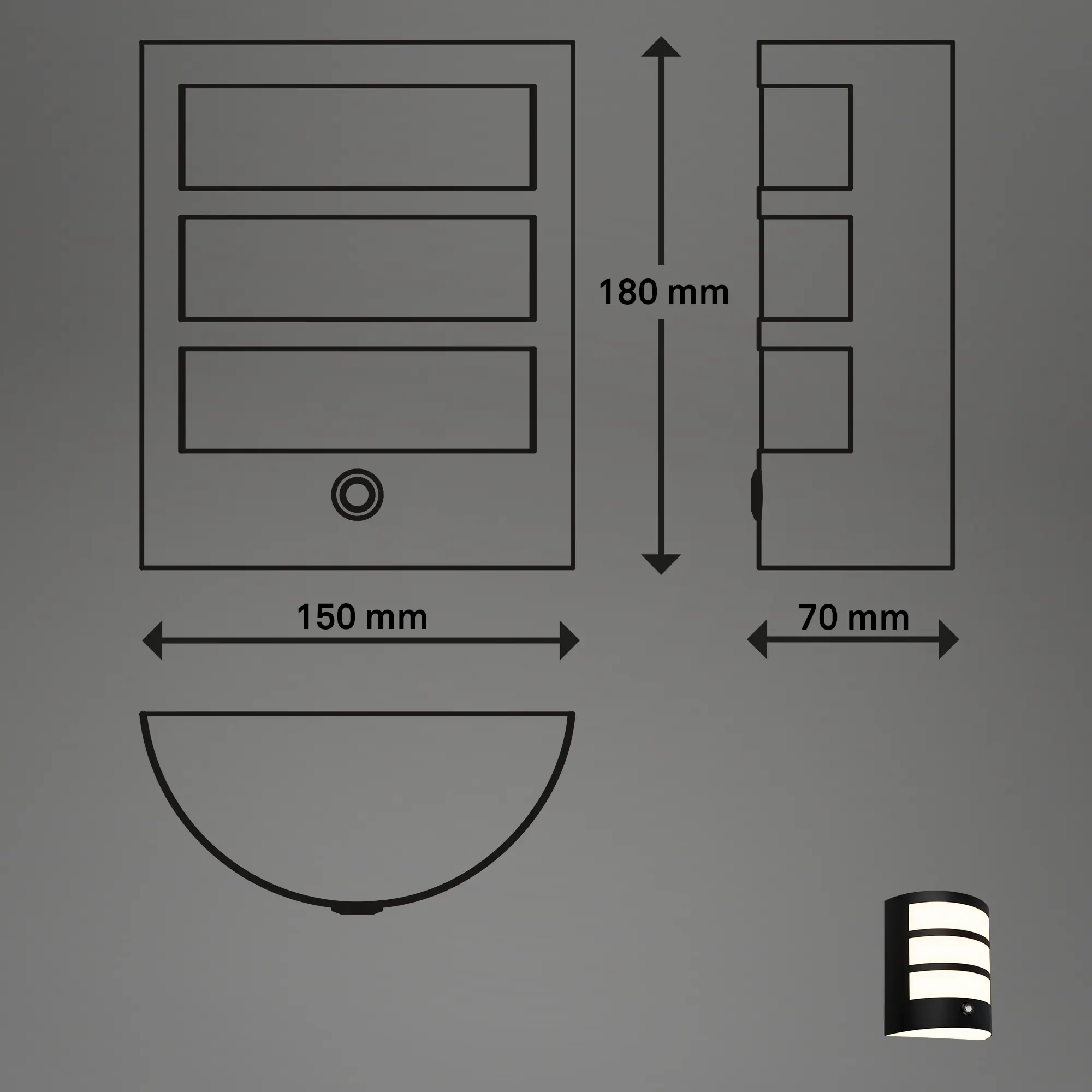 Briloner LED Außenwandleuchte Akku 5,8W schwarz Sensor warmweiß
