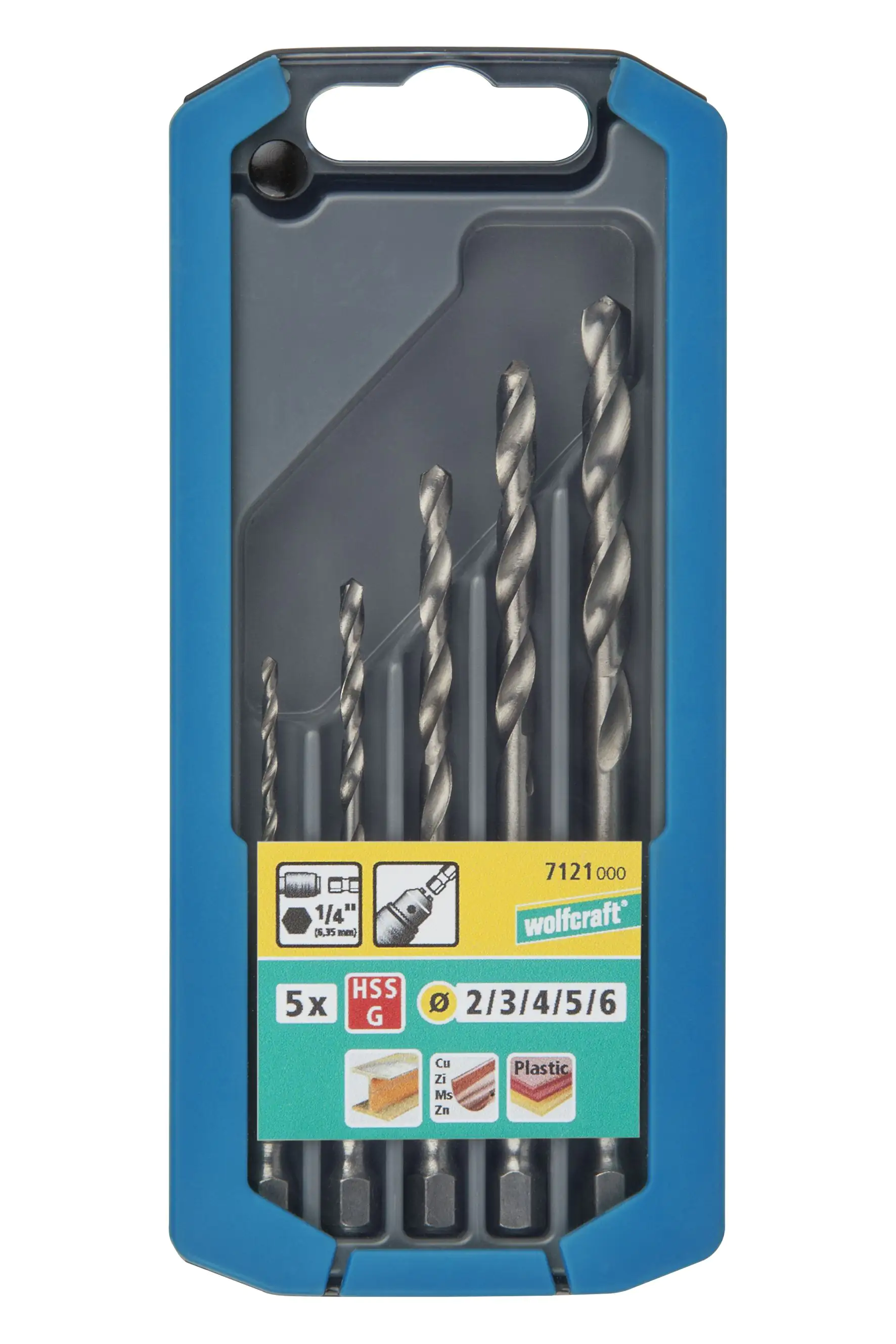 Wolfcraft Metallbohrer-Set HSS Sechskant-Schaft Ø 2 - 6 mm 5-teilig