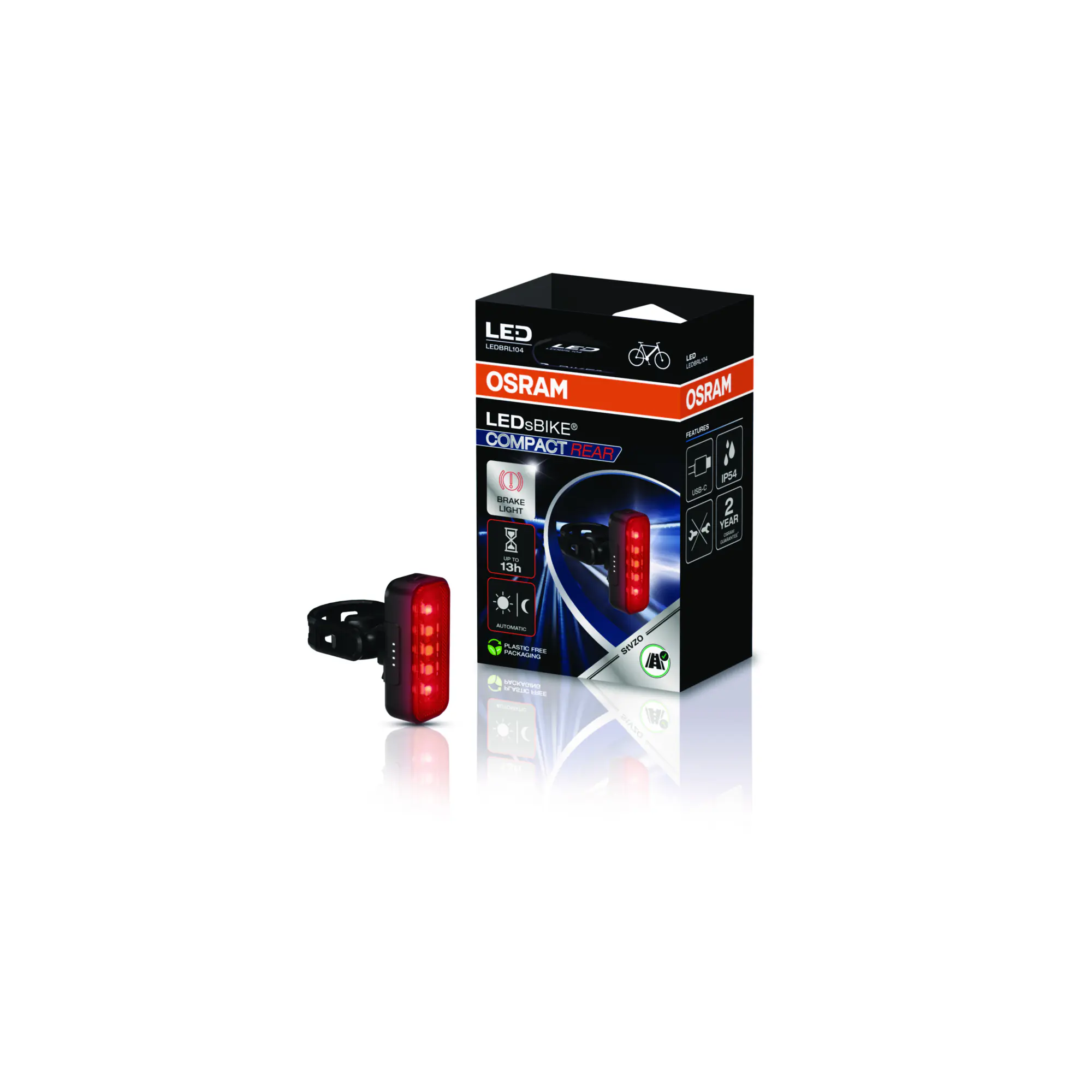 Osram LED-Fahrradrücklicht Compact Rear mit Bremslichtfunkton