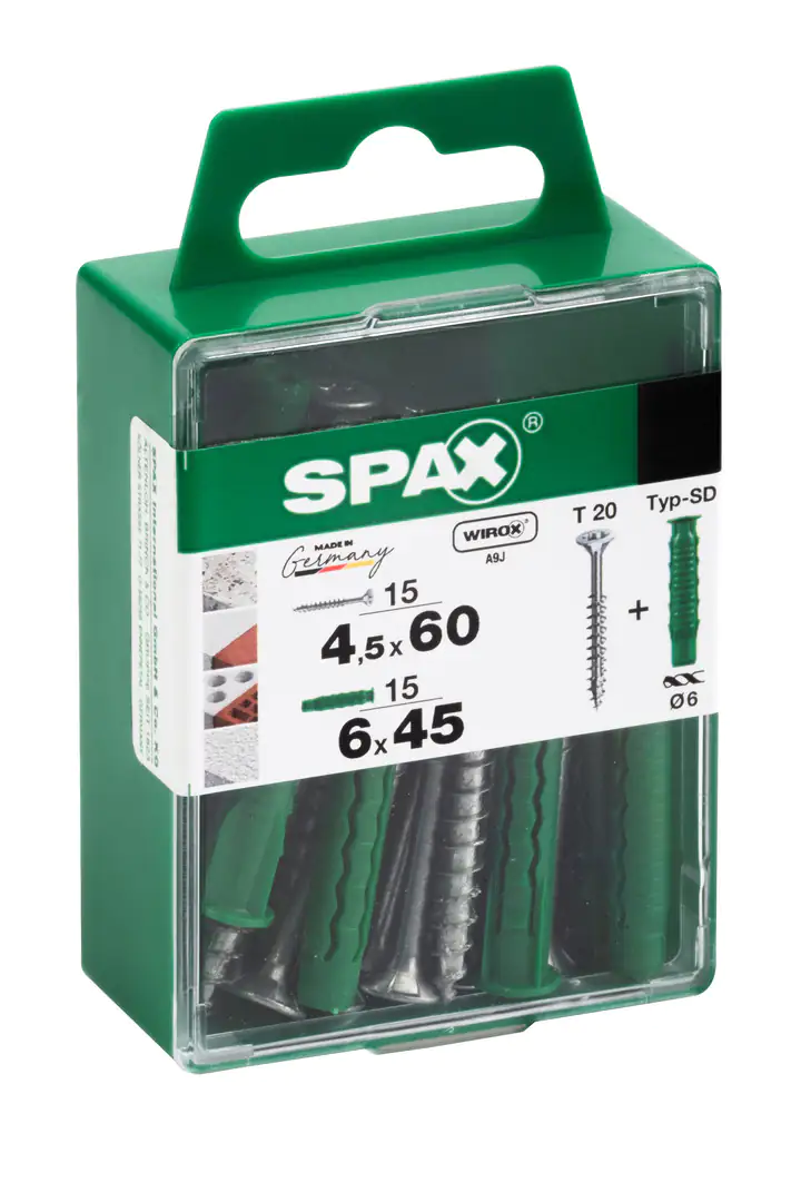 Spax Universalschrauben + Dübel 4.5 x 60 mm TX 20 - 15er Set