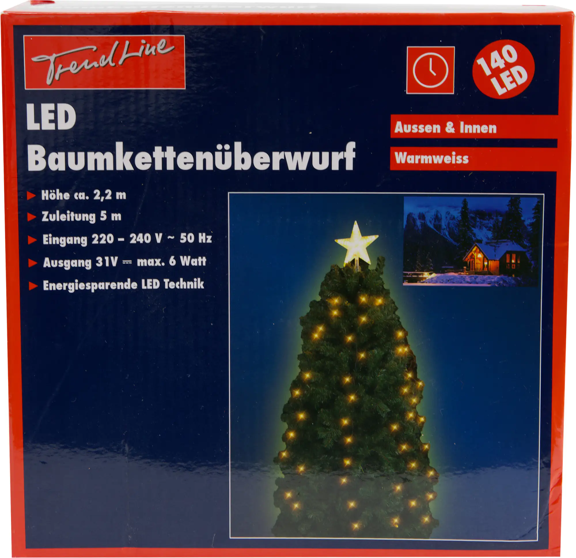 TrendLine Baumkettenmantel mit Spitze 140 LED 140 LED, warmweiß