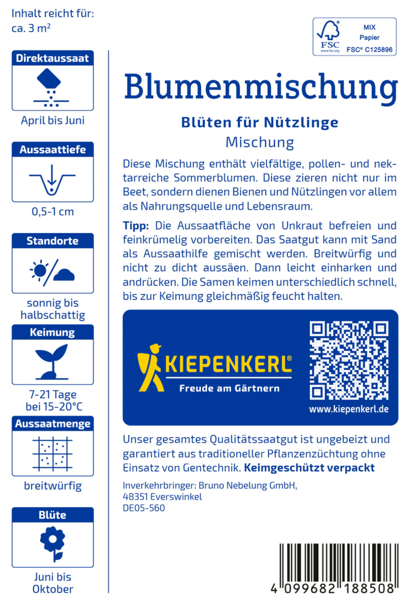 Kiepenkerl Saatgut Blumen-Mischung Blüten für Nützlinge für ca. 1-2 m²