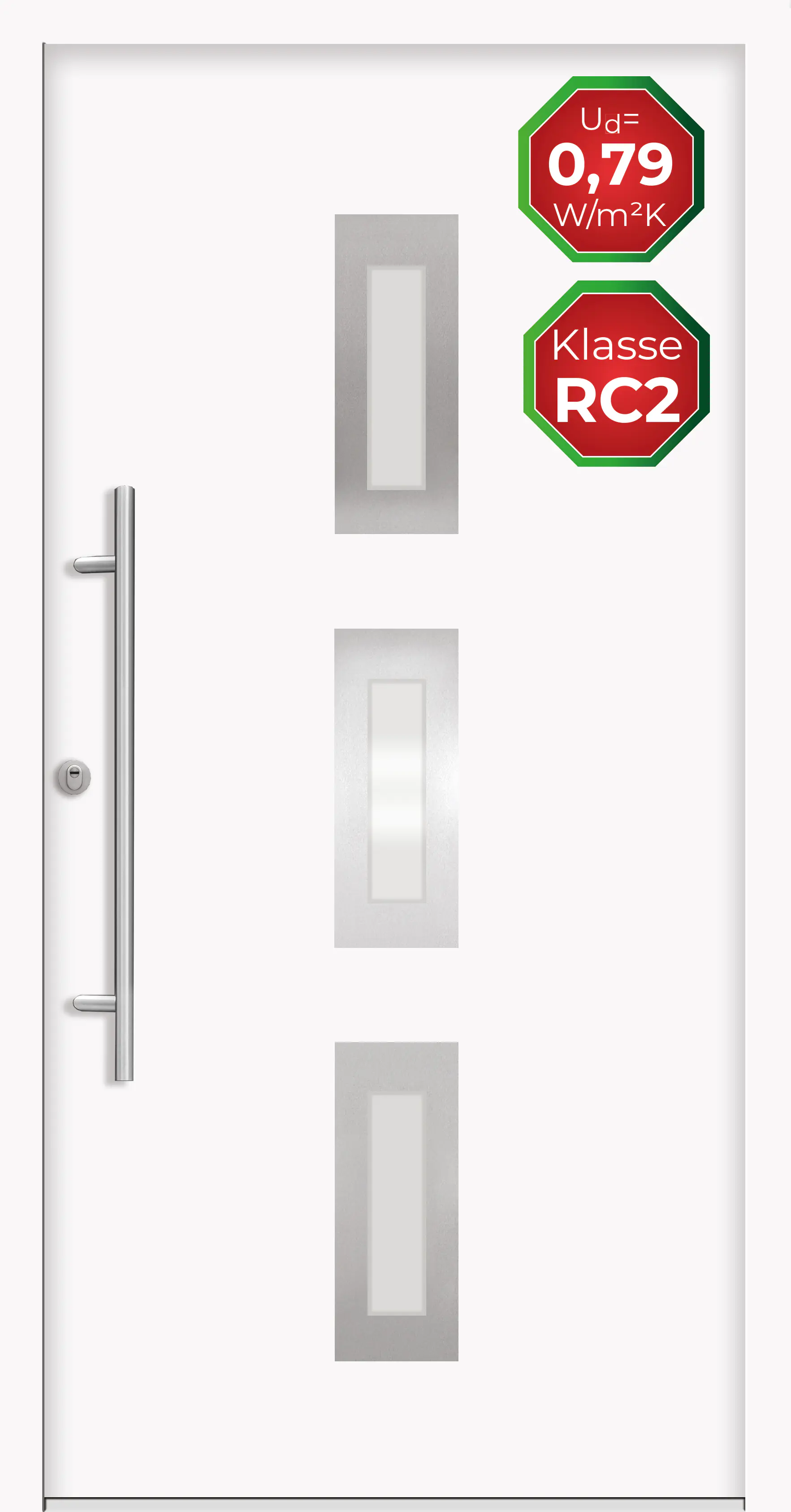 Splendoor Haustür Passivedoor Premium B02 RC2 Weiß DIN Links 100 x 210 cm