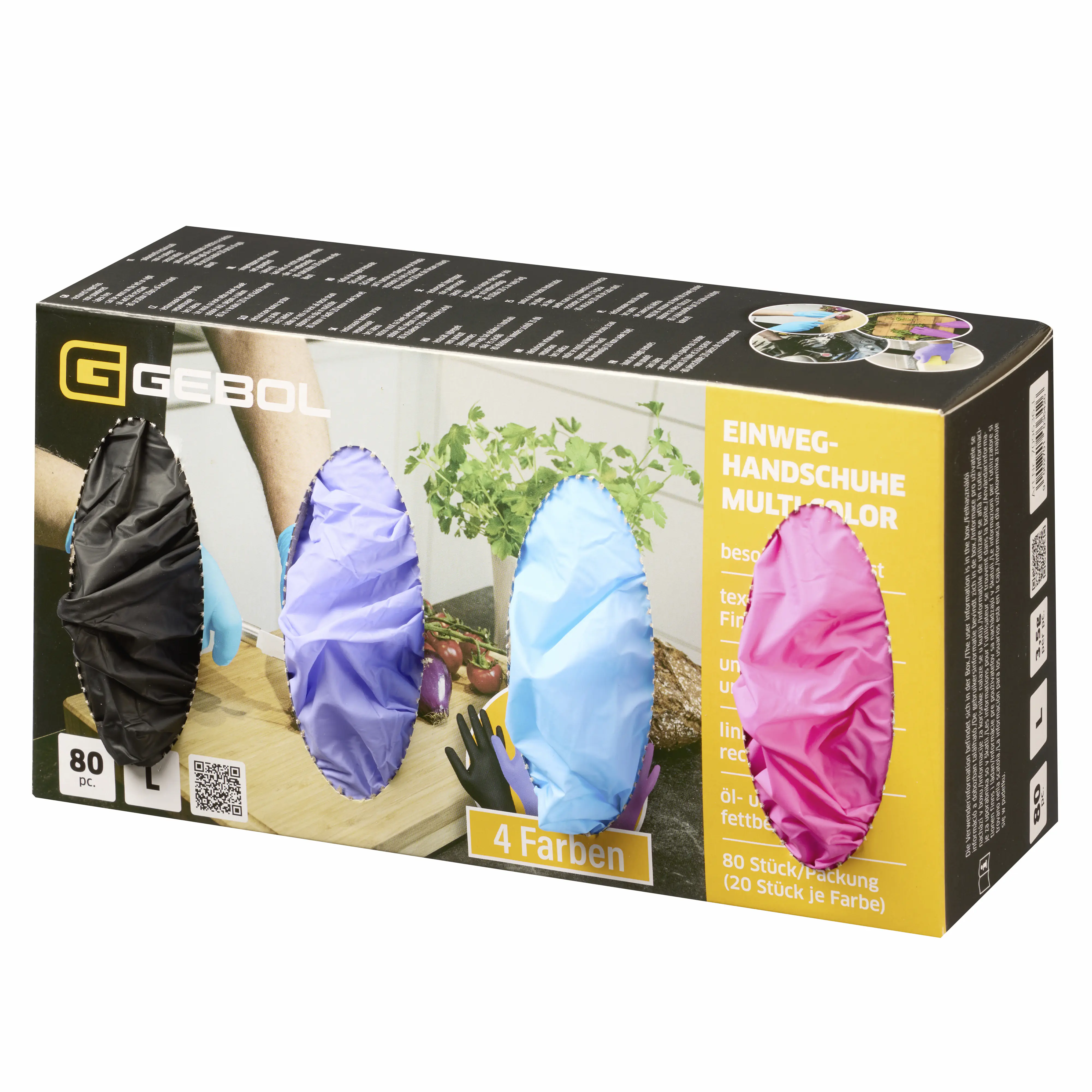 Gebol Einweghandschuhe ungepudert Gr. M Multi Color 80 Stück