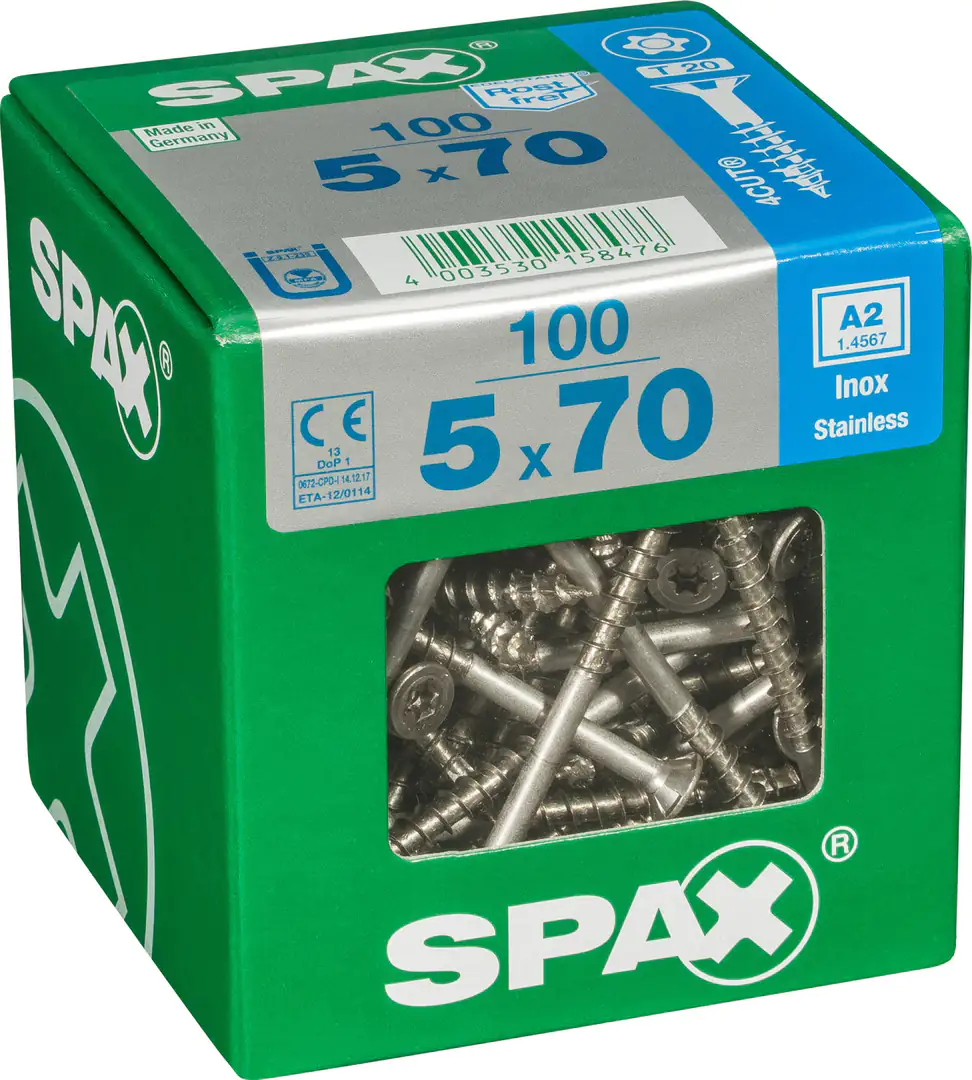 Spax Universalschrauben 5.0 x 70 mm TX 20 - 100 Stück Edelstahl