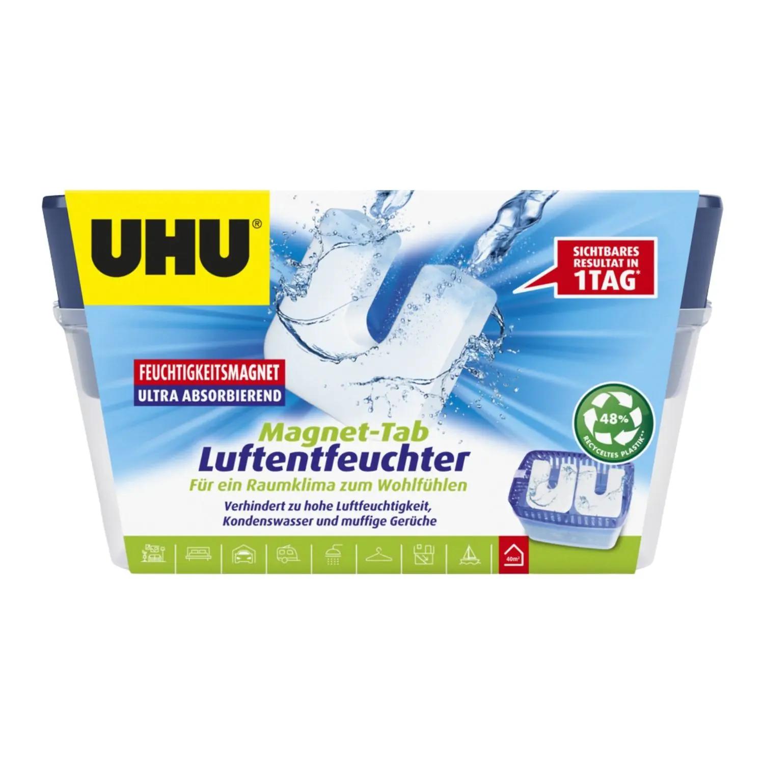 UHU Luftentfeuchter Feuchtigkeitsmagnet Original, 2 x 450 g
