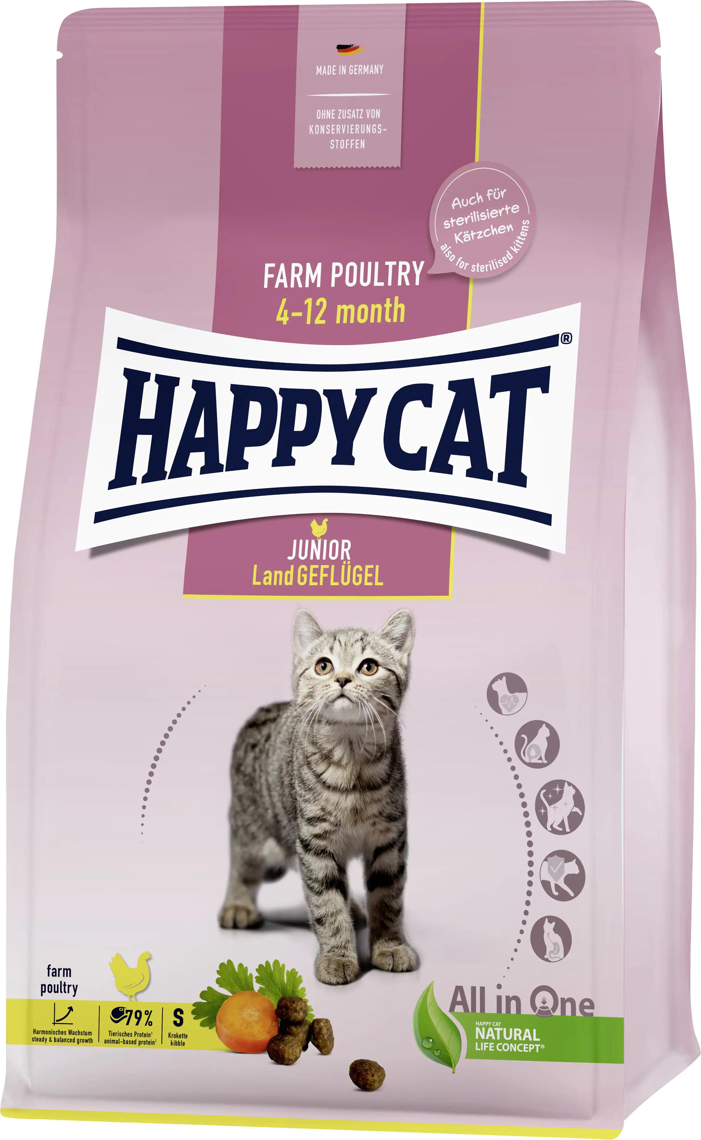 HappyCat Katzenfutter Junior Land Geflügel 300 g