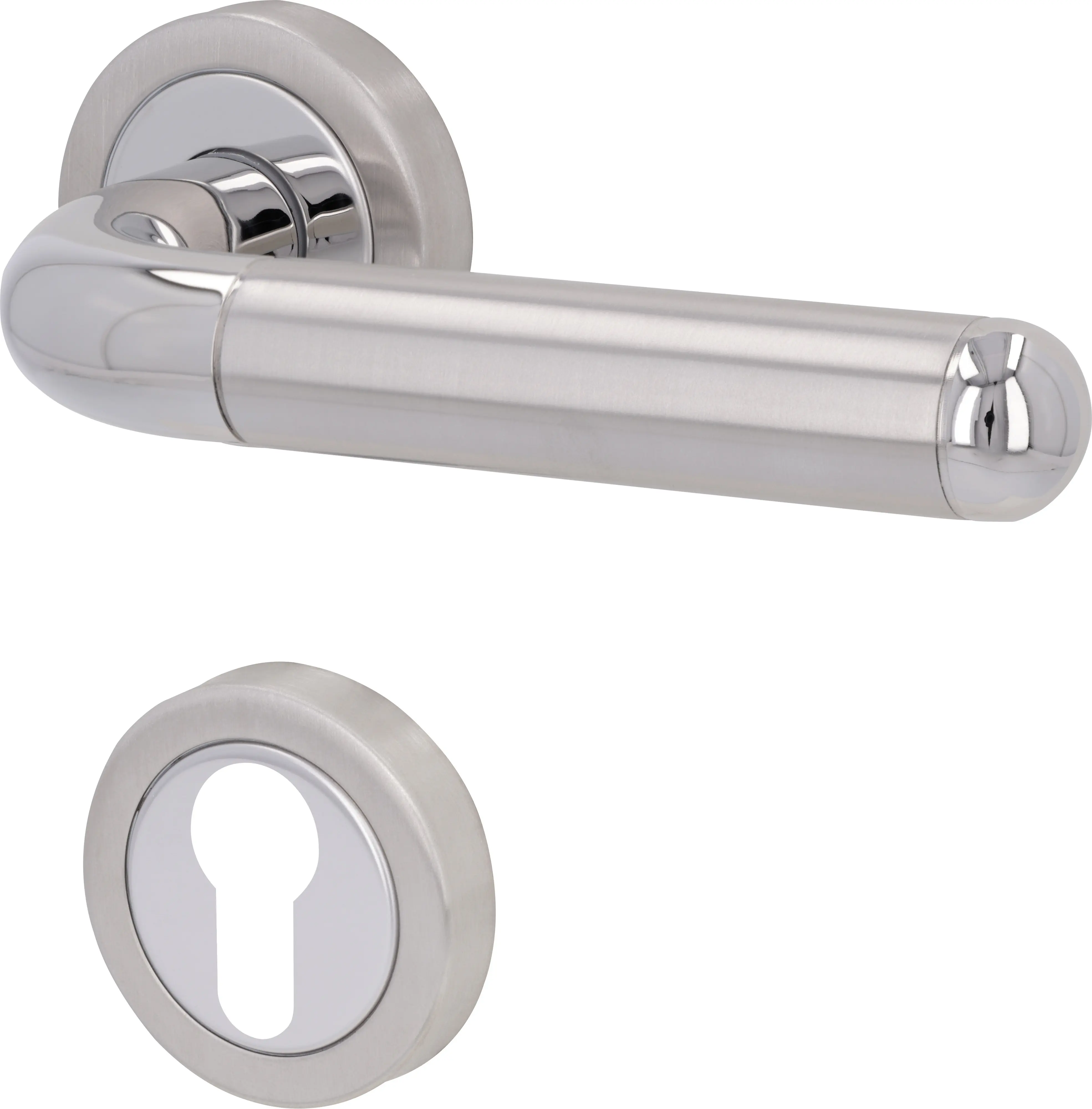 Südmetall Türgriff-Garnitur Rosette Fair IV PZ Edelstahl poliert/satiniert silber Ø 52 mm
