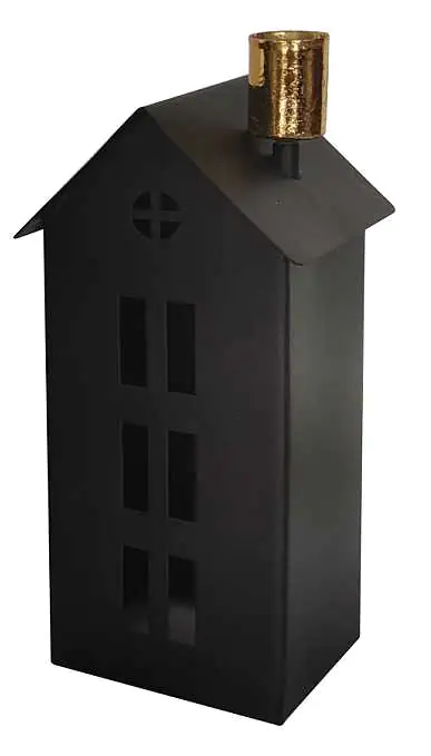 TrendLine Windlicht Metall Haus 22 x 10 cm schwarz gold