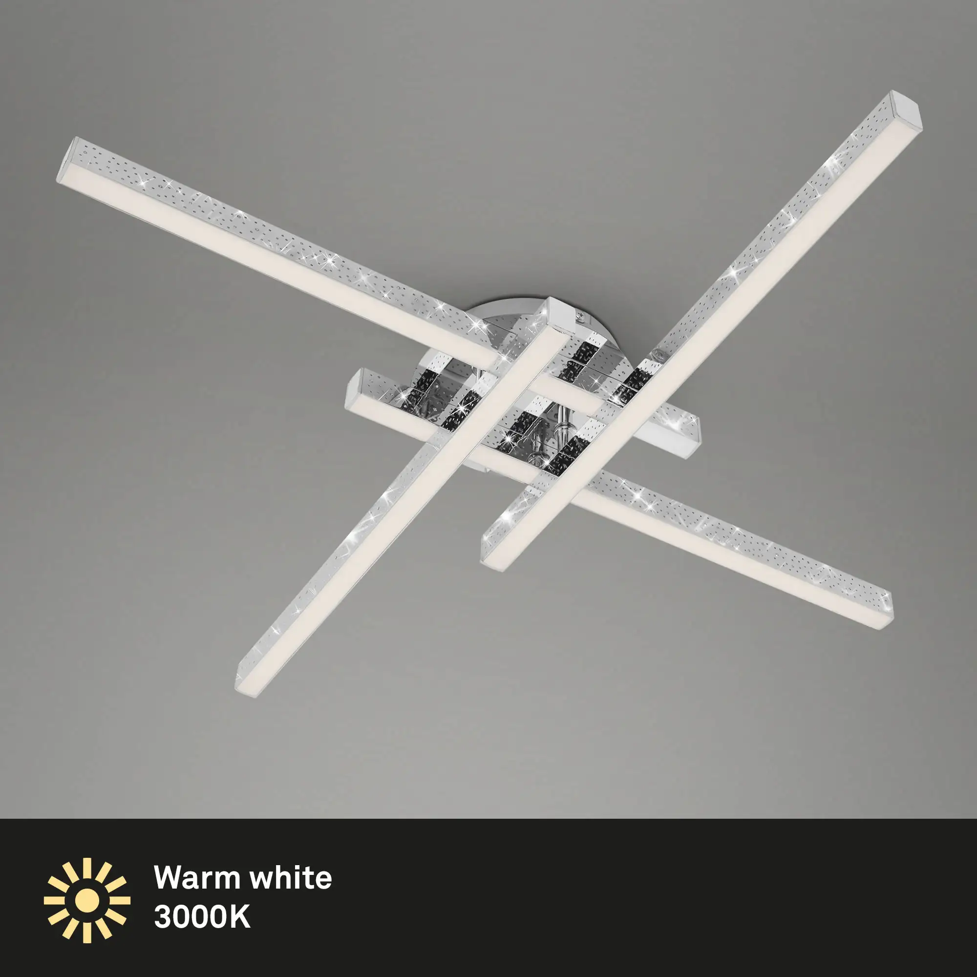 Di-Ka LED Wand- und Deckenleuchte Rey 60x60cm chrom Glitzereffekt