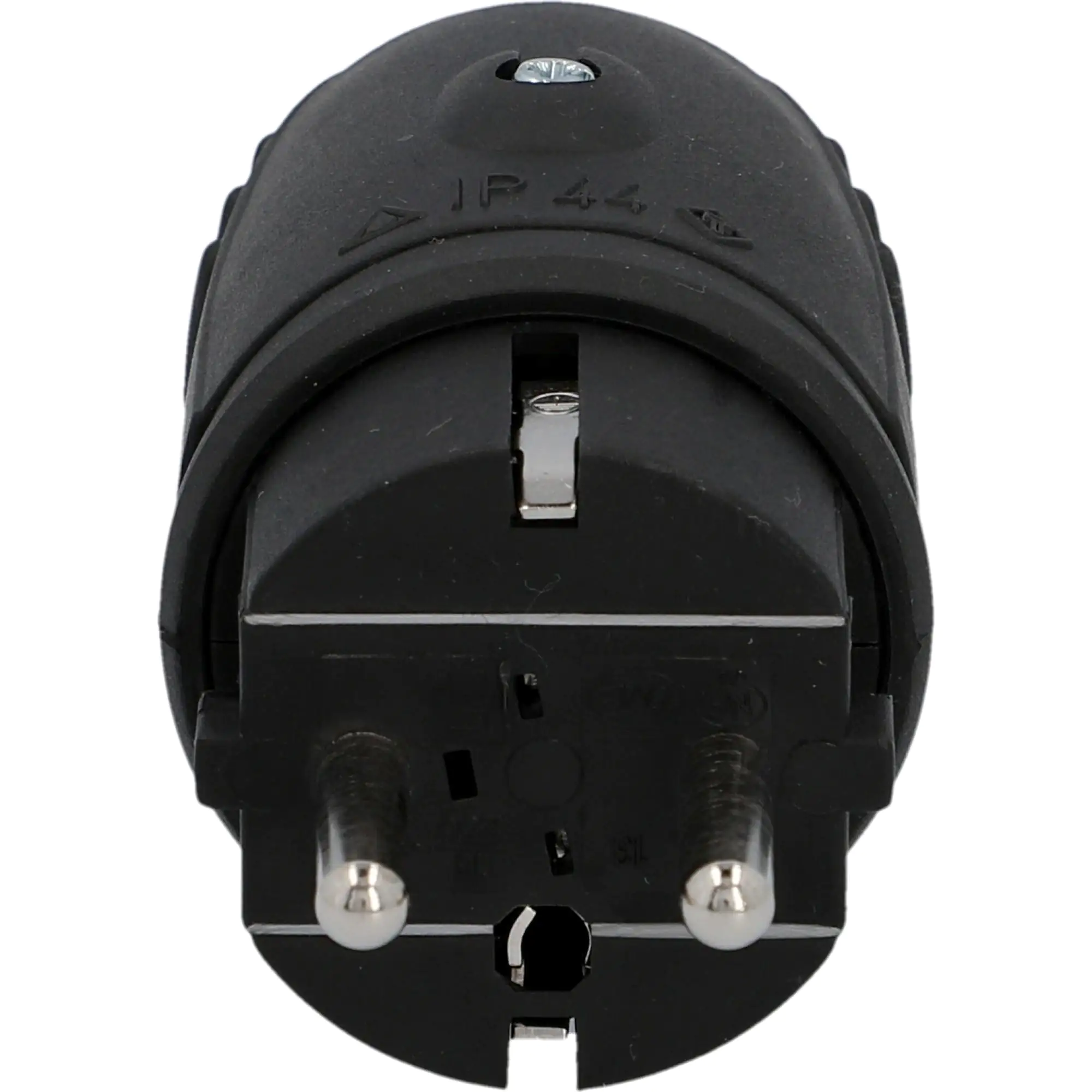 Schutzkontakt-Stecker Gummi PVC-Ein IP44, mit Knickschutz, schwarz