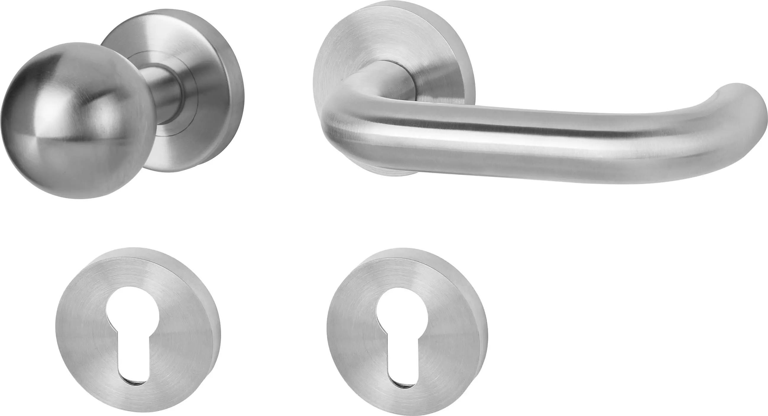 Südmetall Türgriff-Garnitur Rosette Fair IV PZ Edelstahl poliert/satiniert silber Ø 52 mm